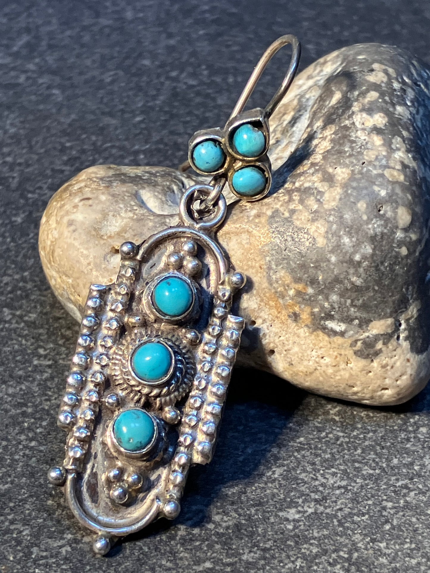 Vintage Tibetan sterling silver and turquoise earrings