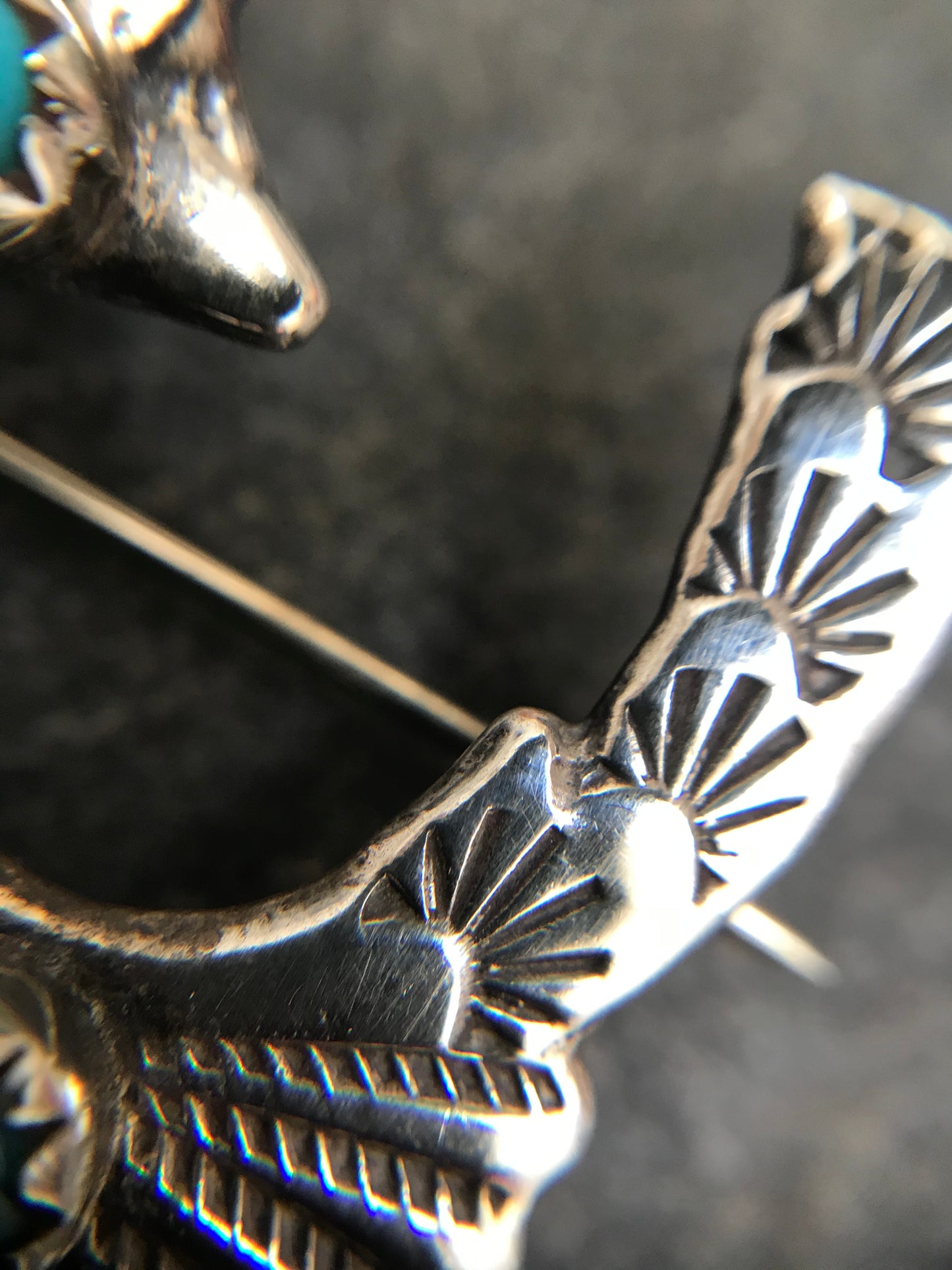 Fantastic vintage sterling silver Zuni bird broach.