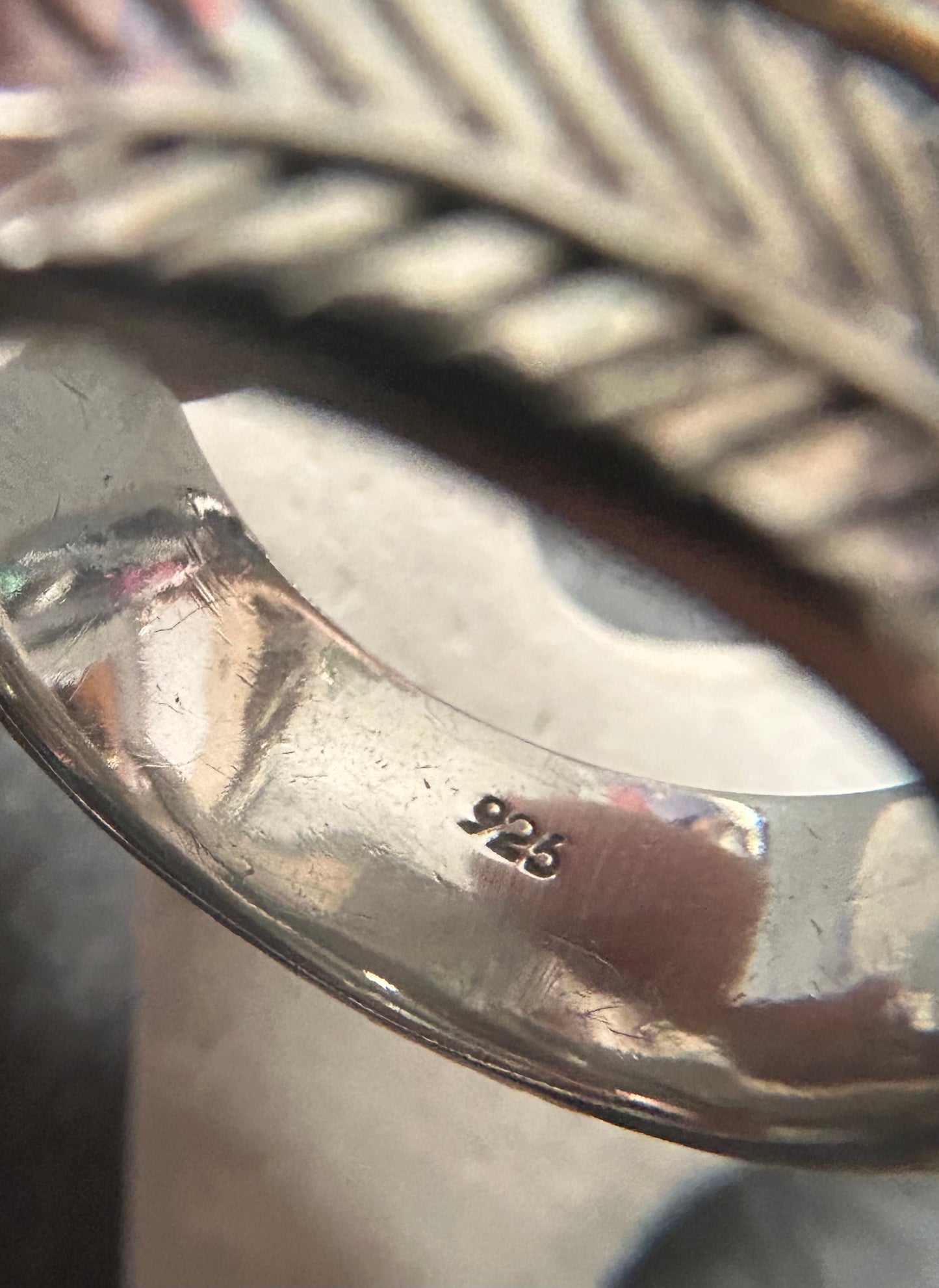 Vintage sterling silver wrap feather ring