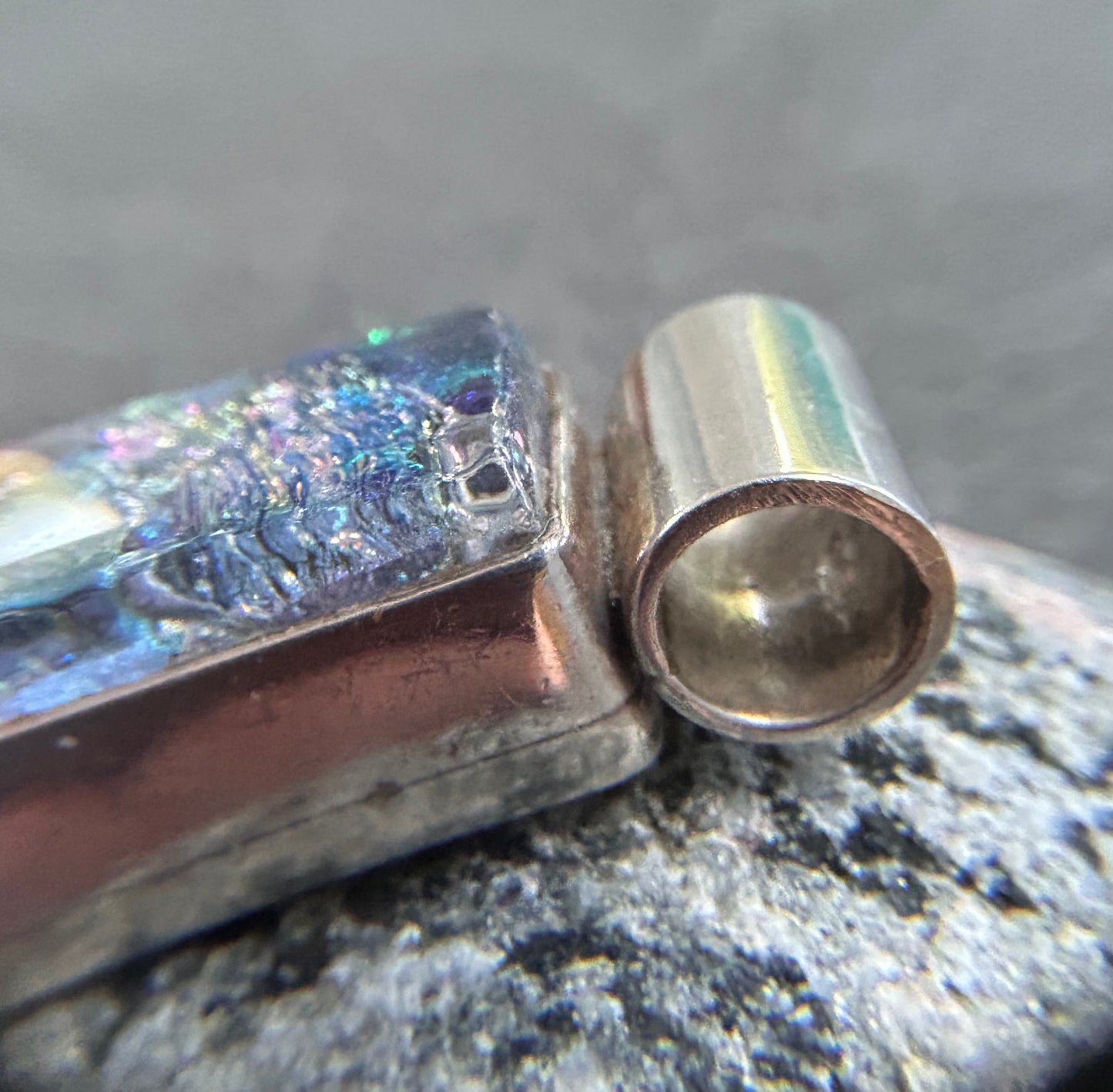 Vintage Sterling Silver & Dichroic Glass Pendant