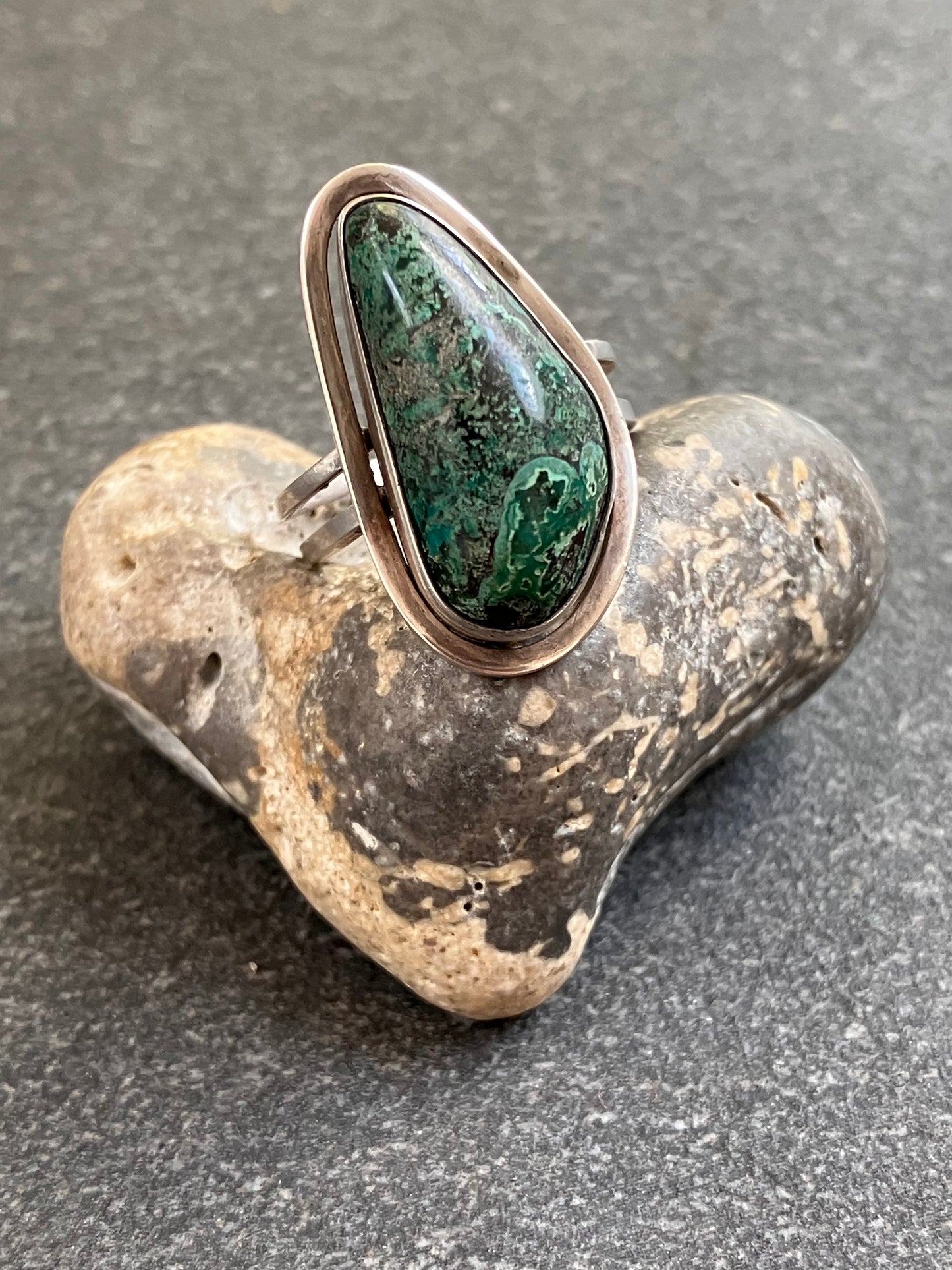 Vintage sterling silver chrysocolla stone ring