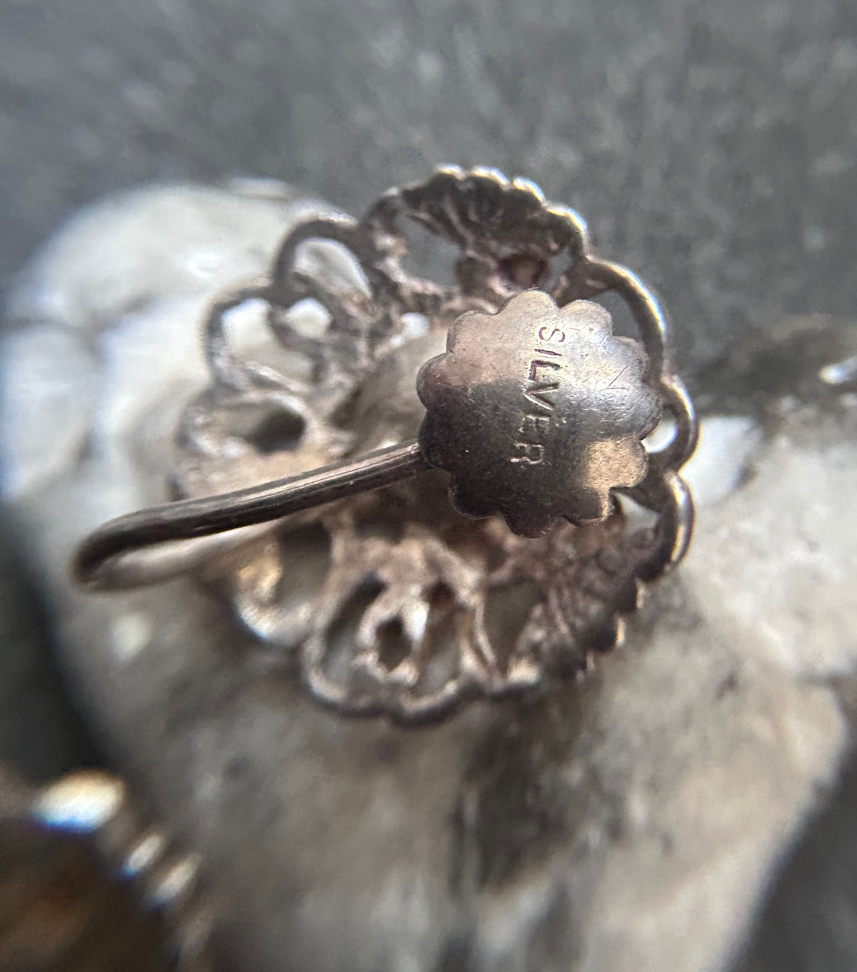Vintage Sterling Silver Floral Screw-Back Earrings