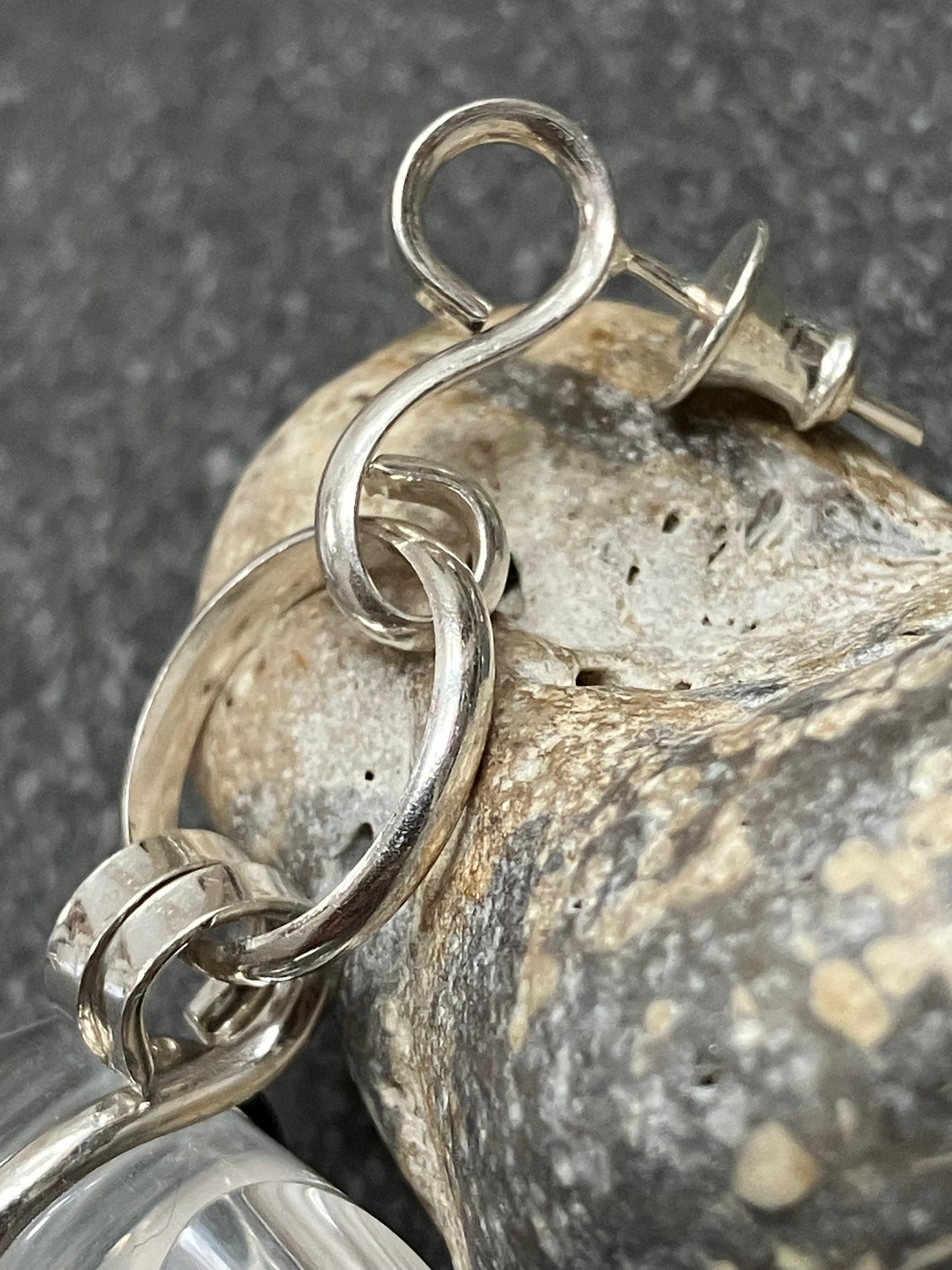 Vintage modernist sterling silver and acrylic earrings.