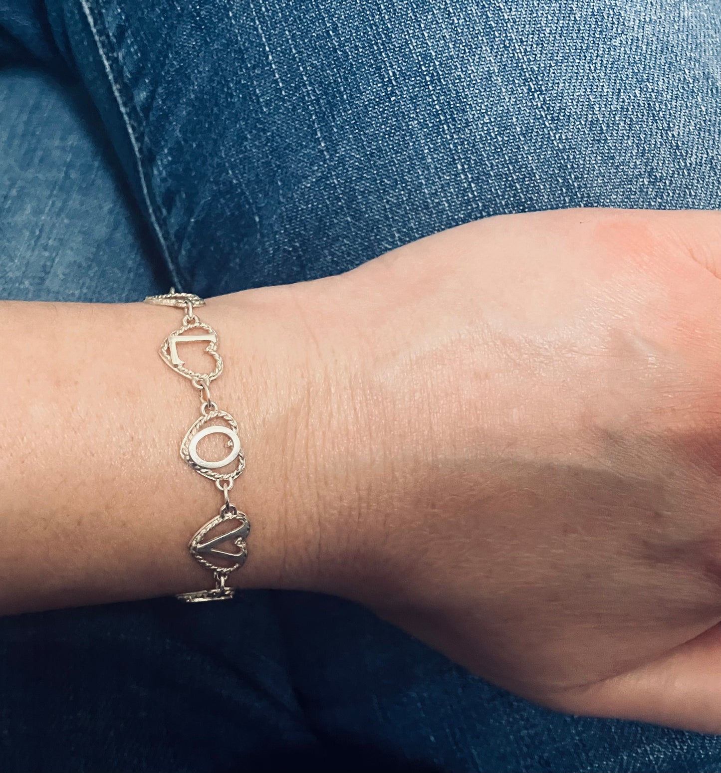 Vintage sterling silver ‘I love you’ bracelet. 1975