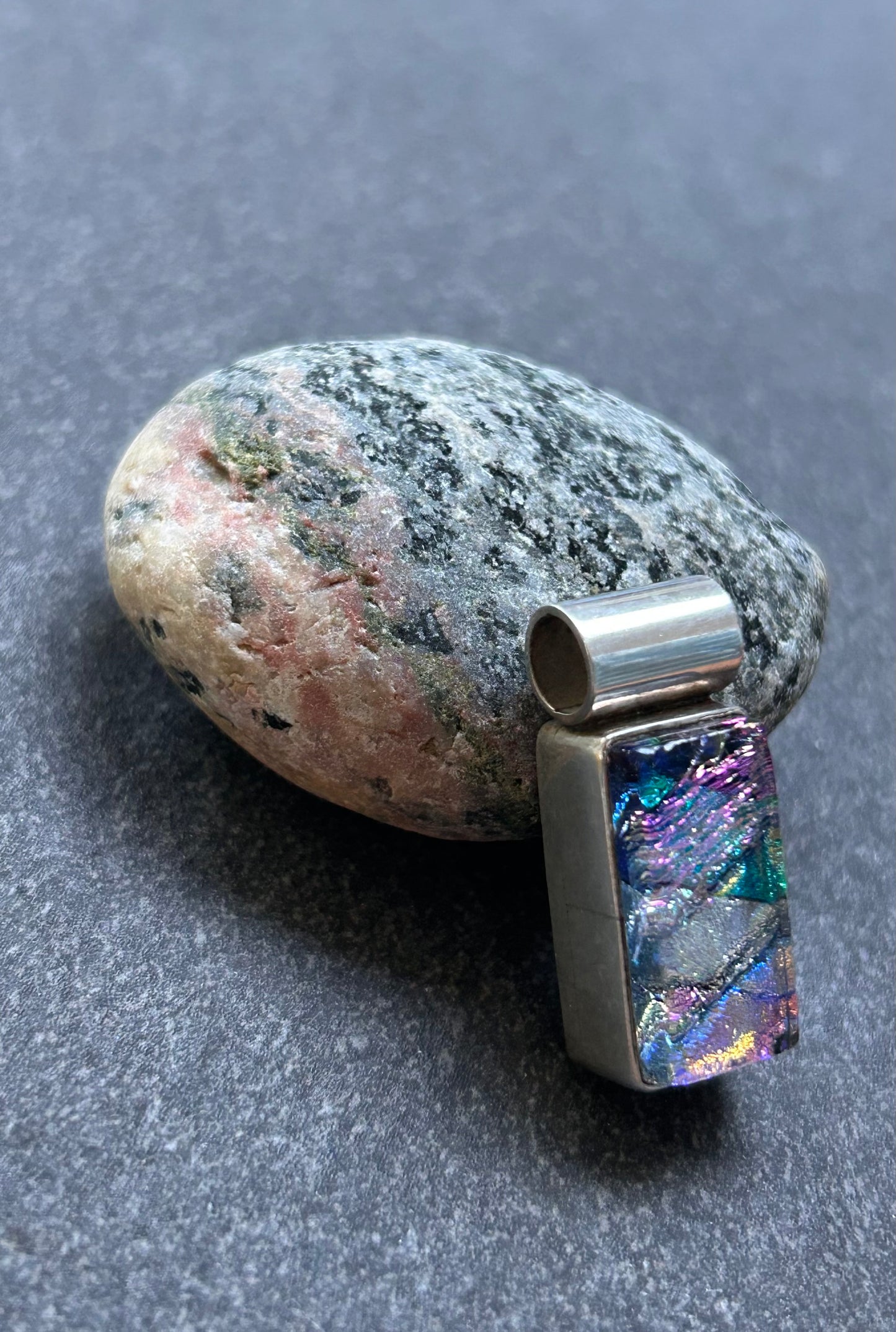 Vintage Sterling Silver & Dichroic Glass Pendant