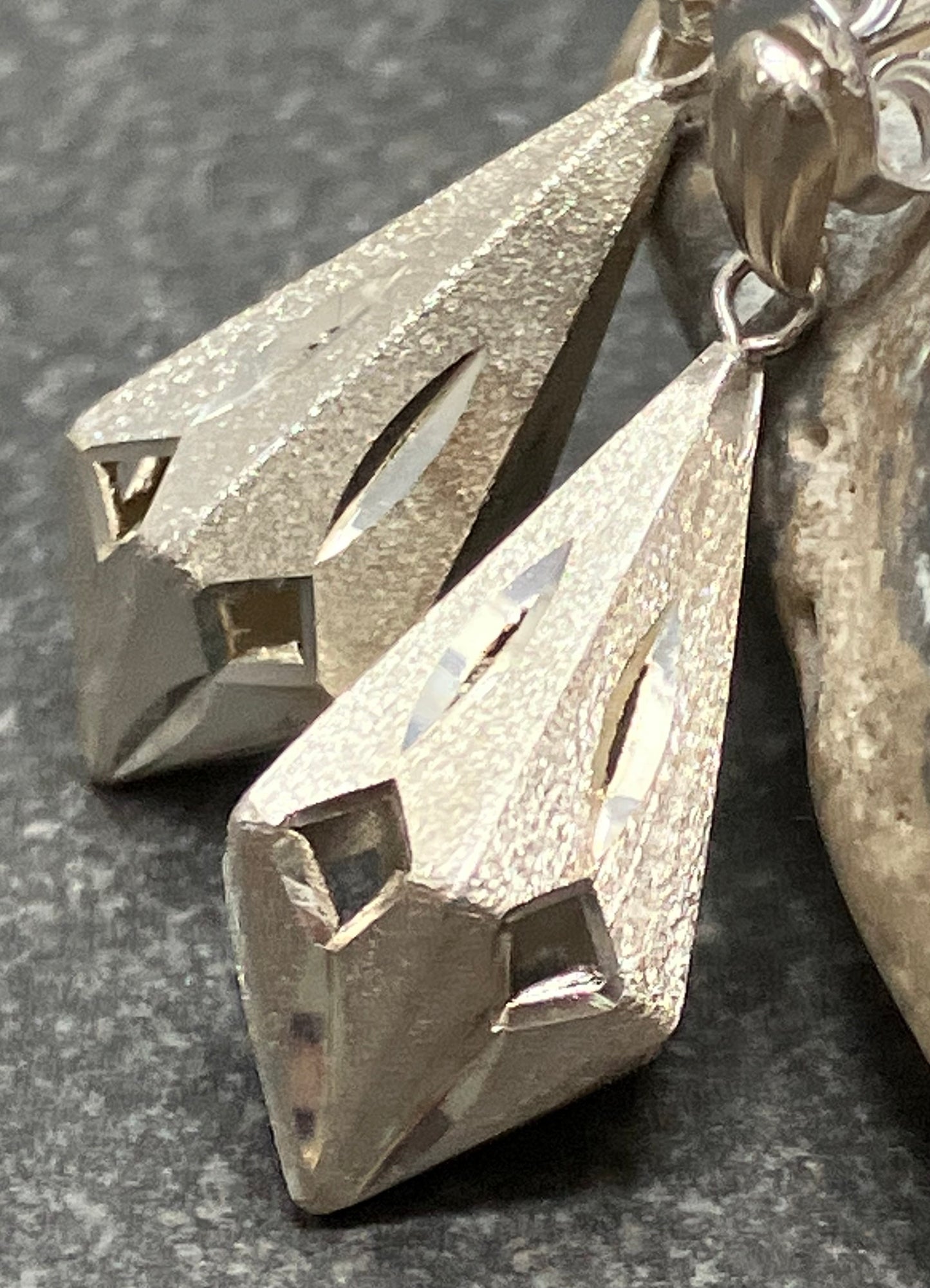 Vintage sterling silver 3D earrings. 1982
