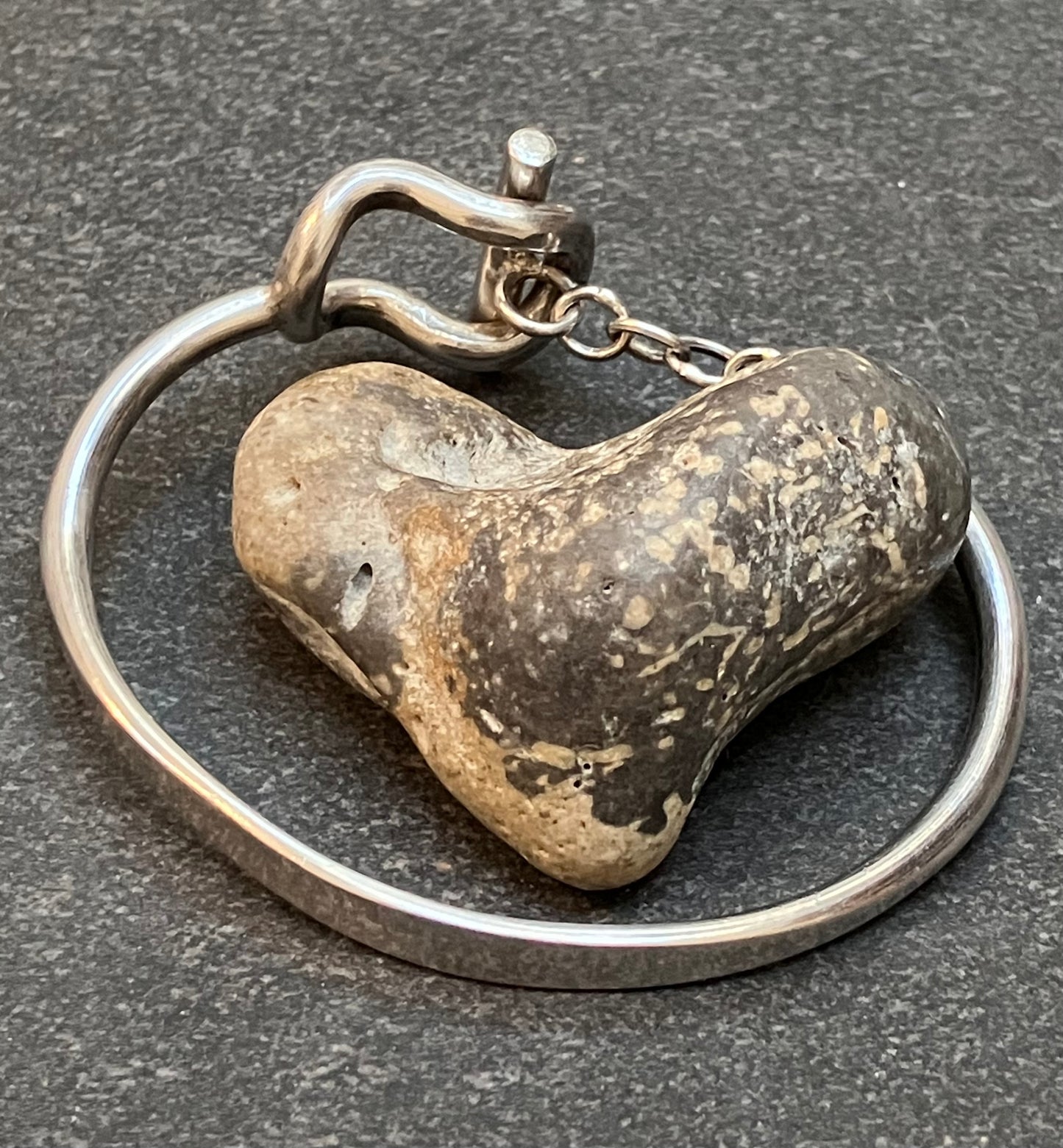 Really unusual vintage sterling silver toggle bangle.