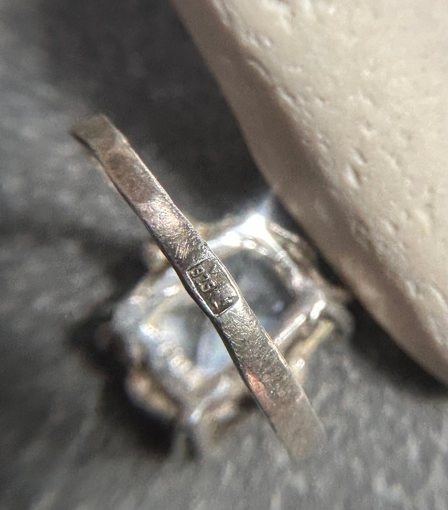 vintage Polish ring is crafted in sterling silver and set with a beautifully cut rectangular quartz crystal