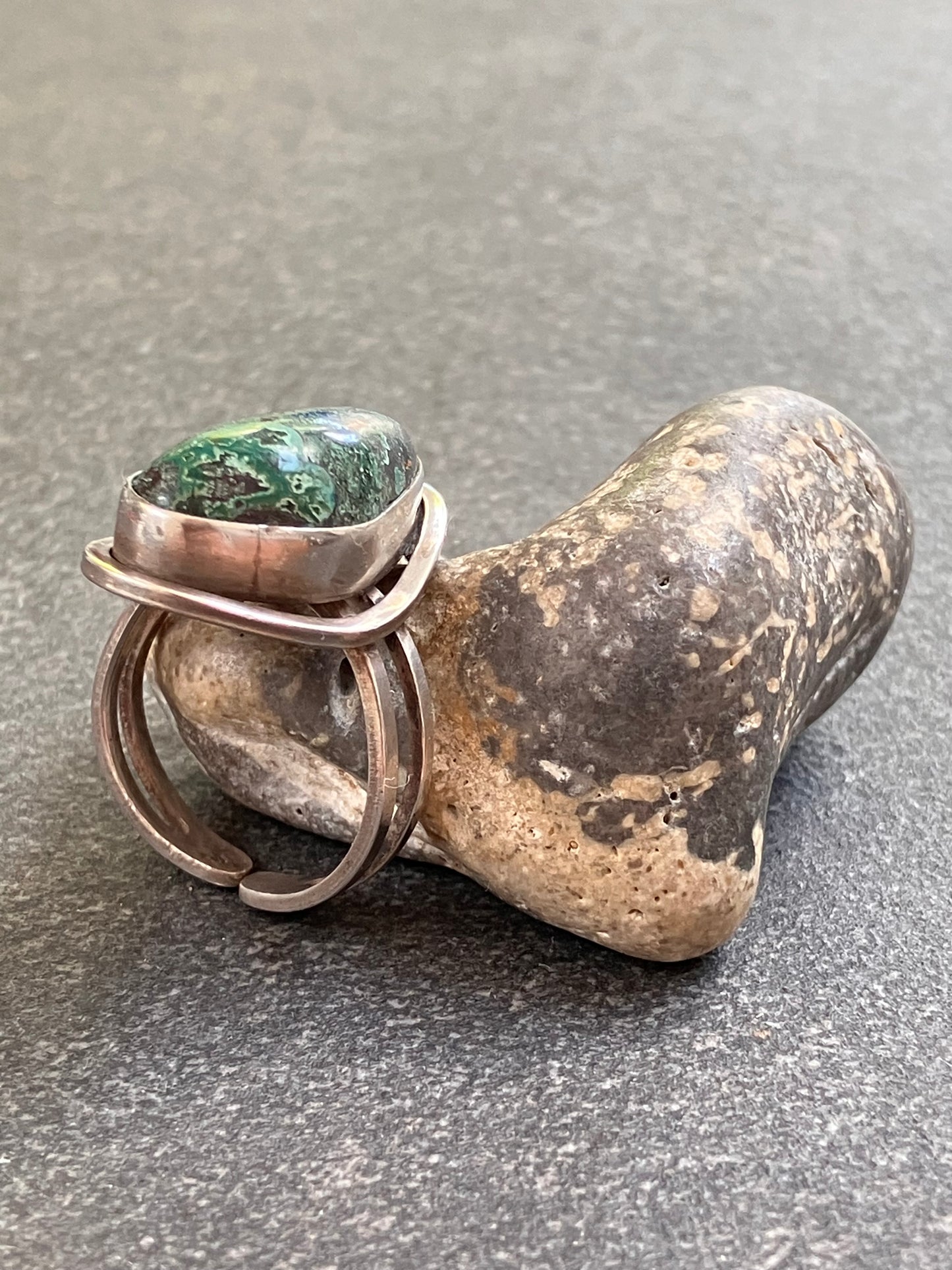 Vintage sterling silver chrysocolla stone ring