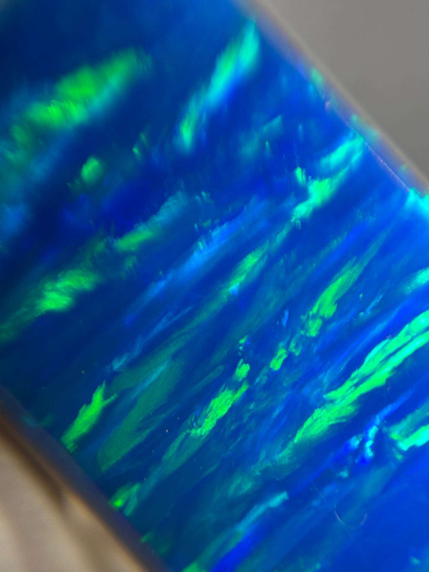 Dichroic Glass Statement Ring – Aqua Ocean Light