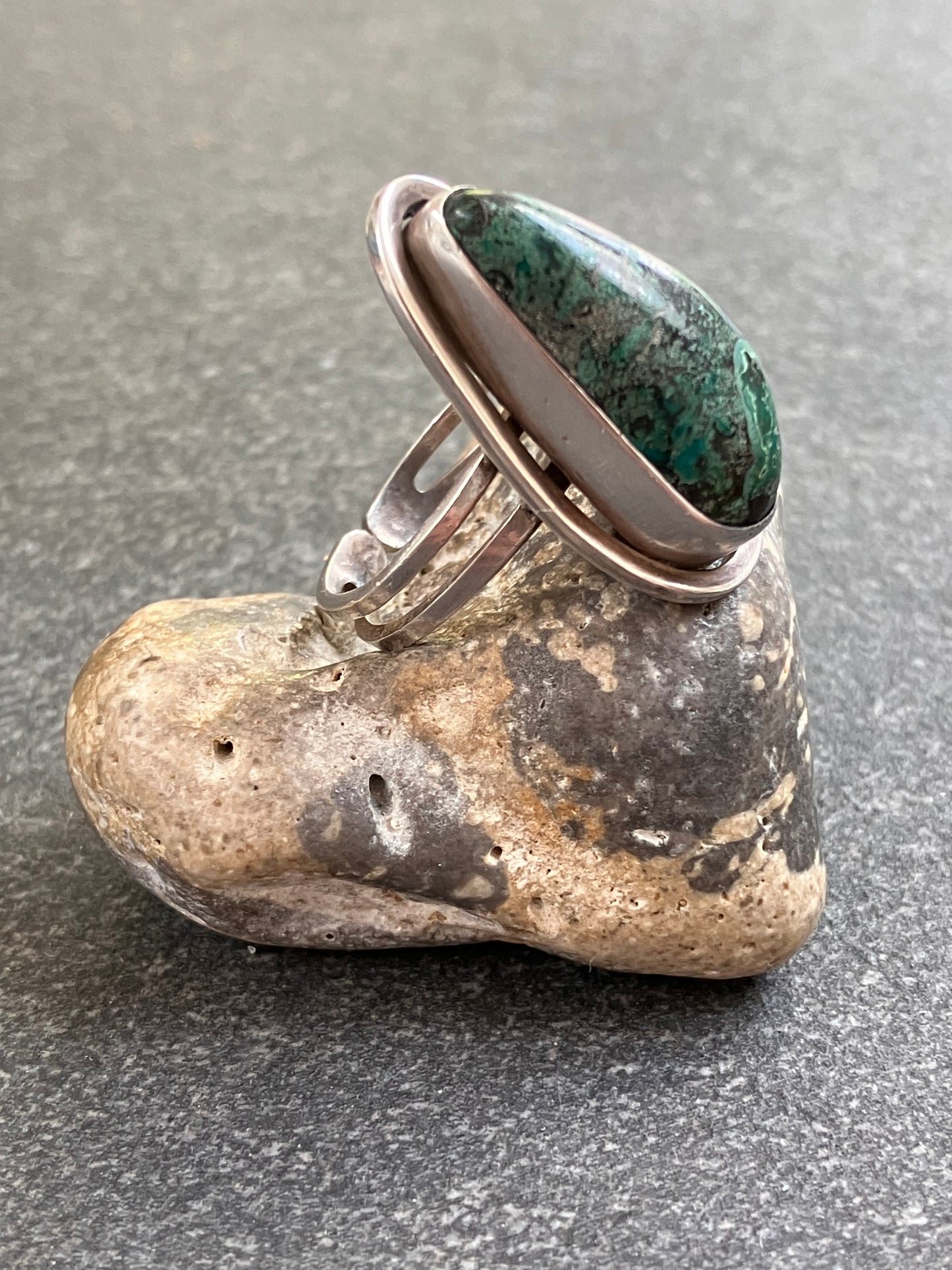 Vintage sterling silver chrysocolla stone ring