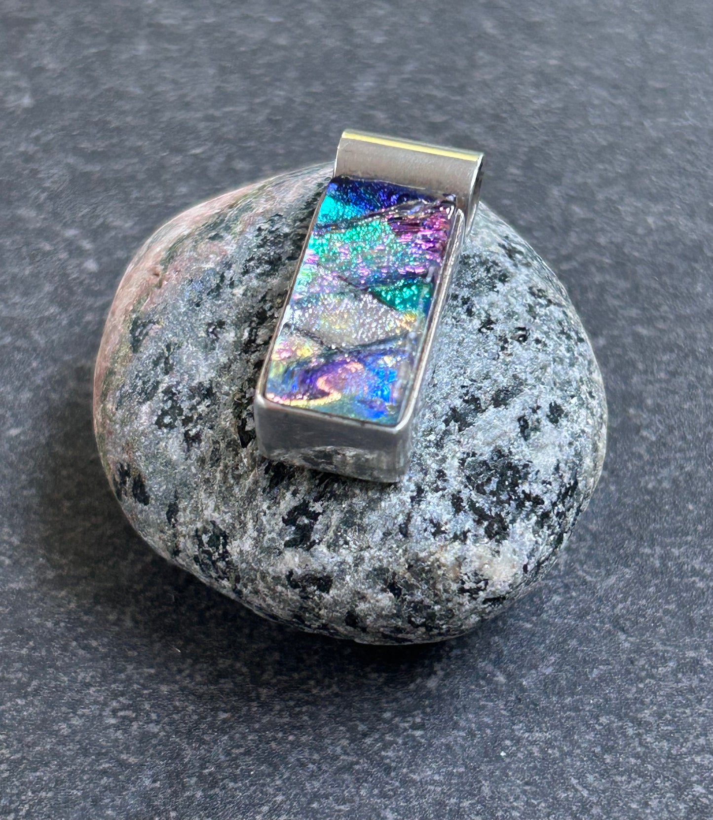 Vintage Sterling Silver & Dichroic Glass Pendant