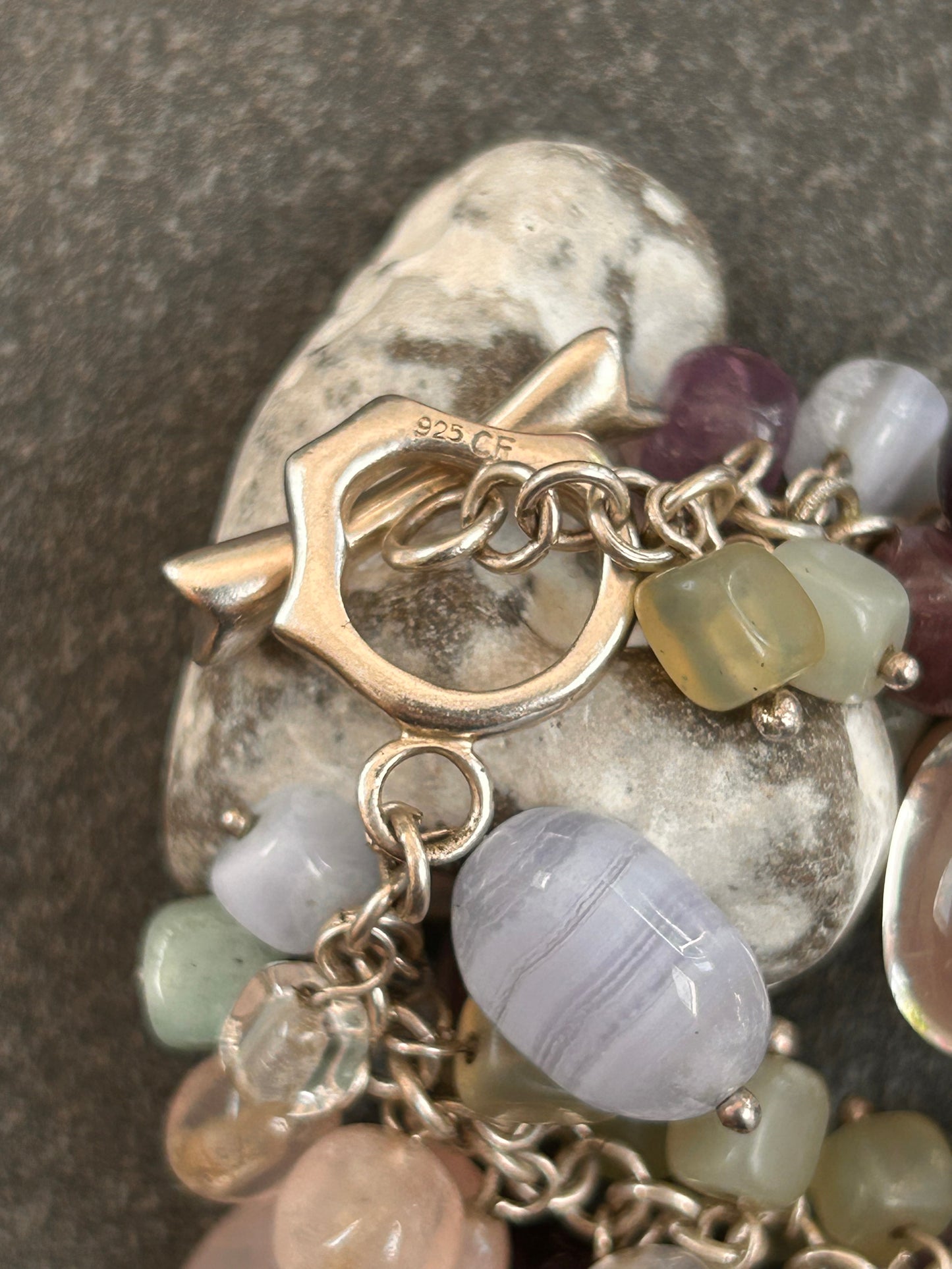 Unique vintage Multi-Gemstone and Sterling Silver Bracelet