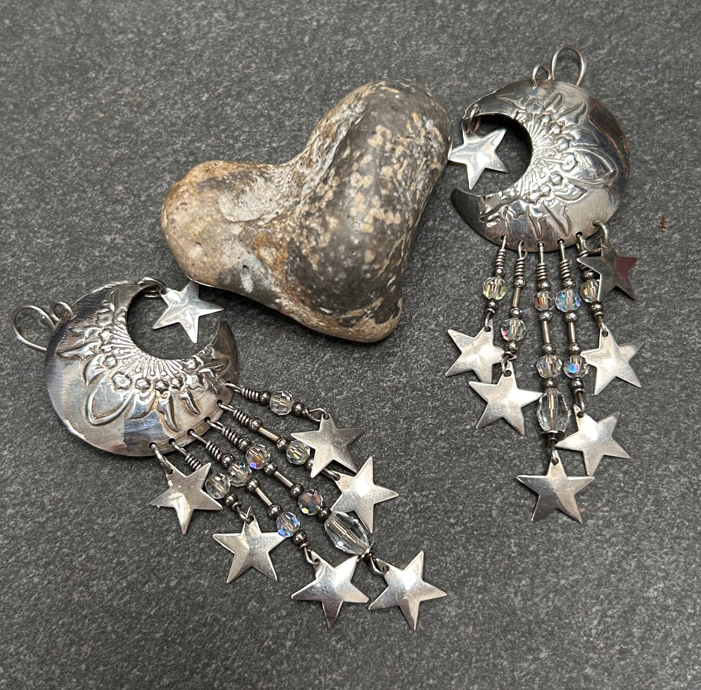Fantastic Sterling silver Vintage Celestial Earrings by Tabra – Circa 1980s