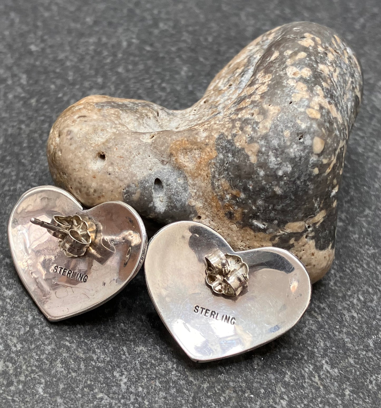 Vintage sterling Native American Zuni heart earrings