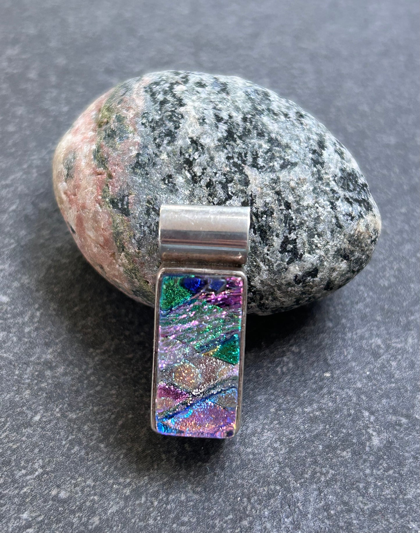 Vintage Sterling Silver & Dichroic Glass Pendant