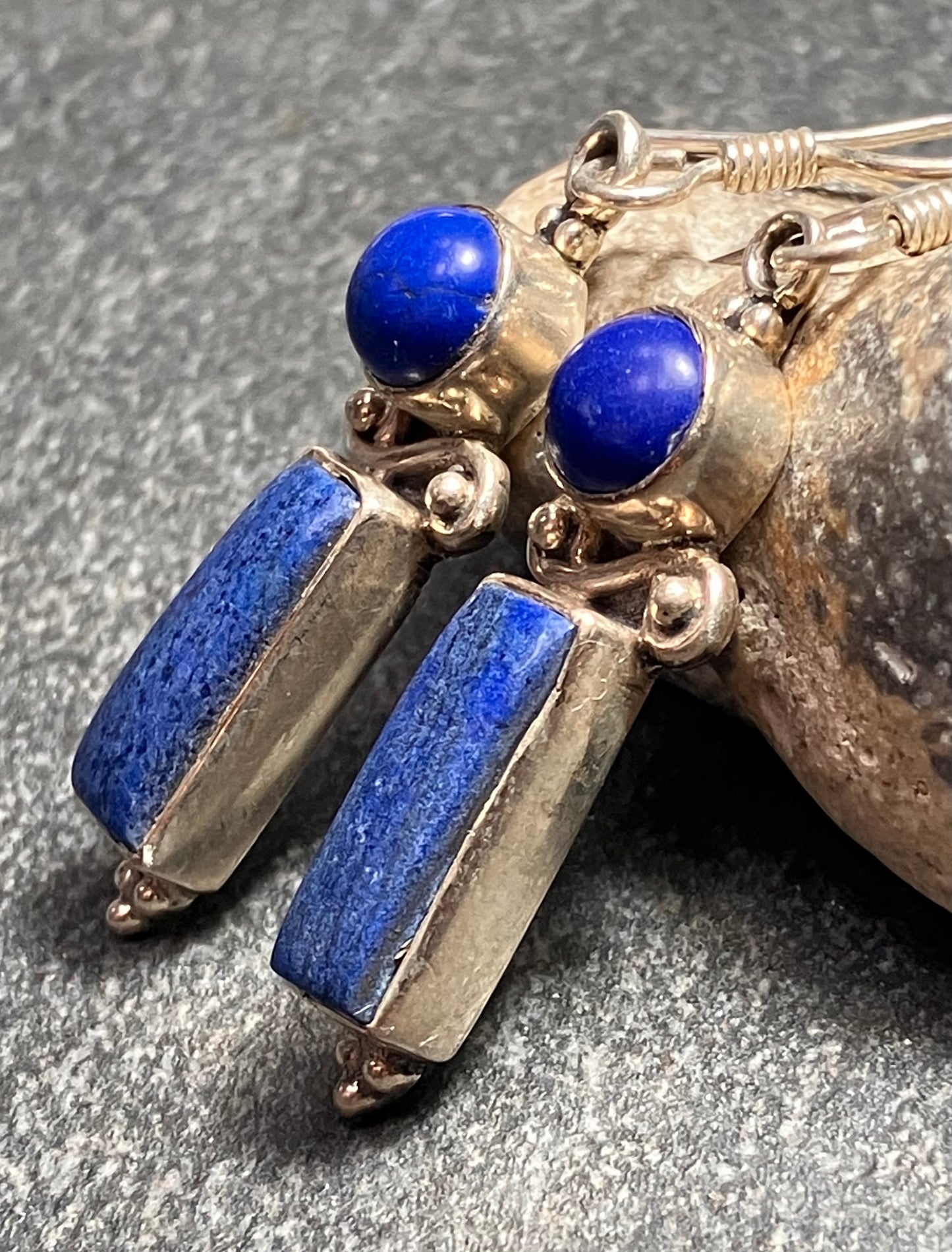 Vintage sterling silver and lapis lazuli earrings.