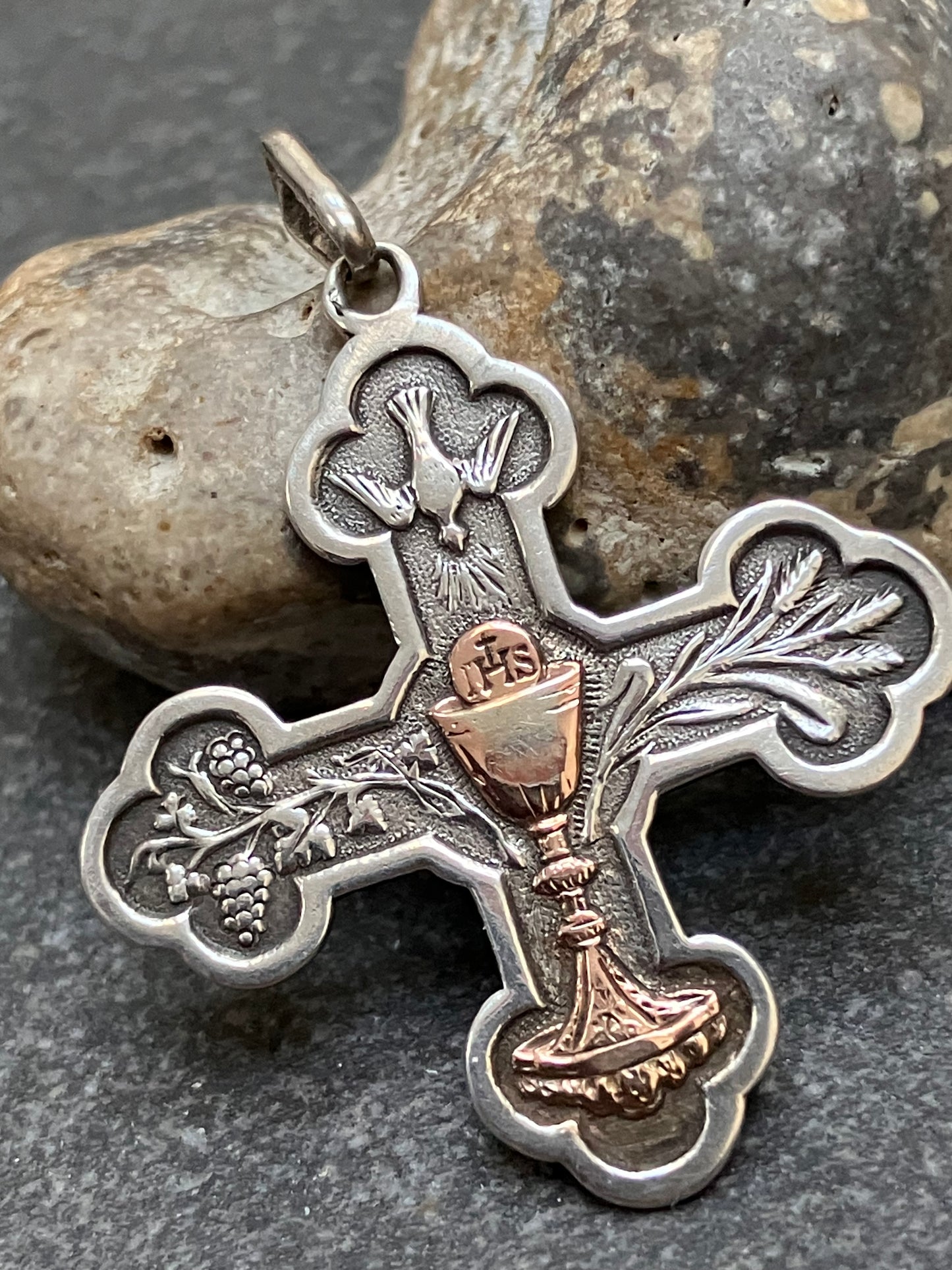 Vintage sterling silver cross dated 1886!