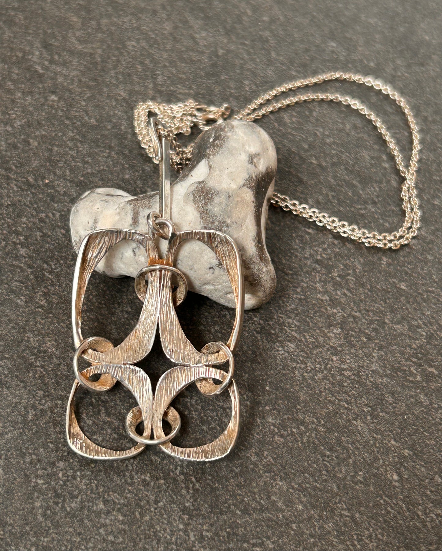 Vintage German Sterling Silver Pendant Necklace (1974, 925)