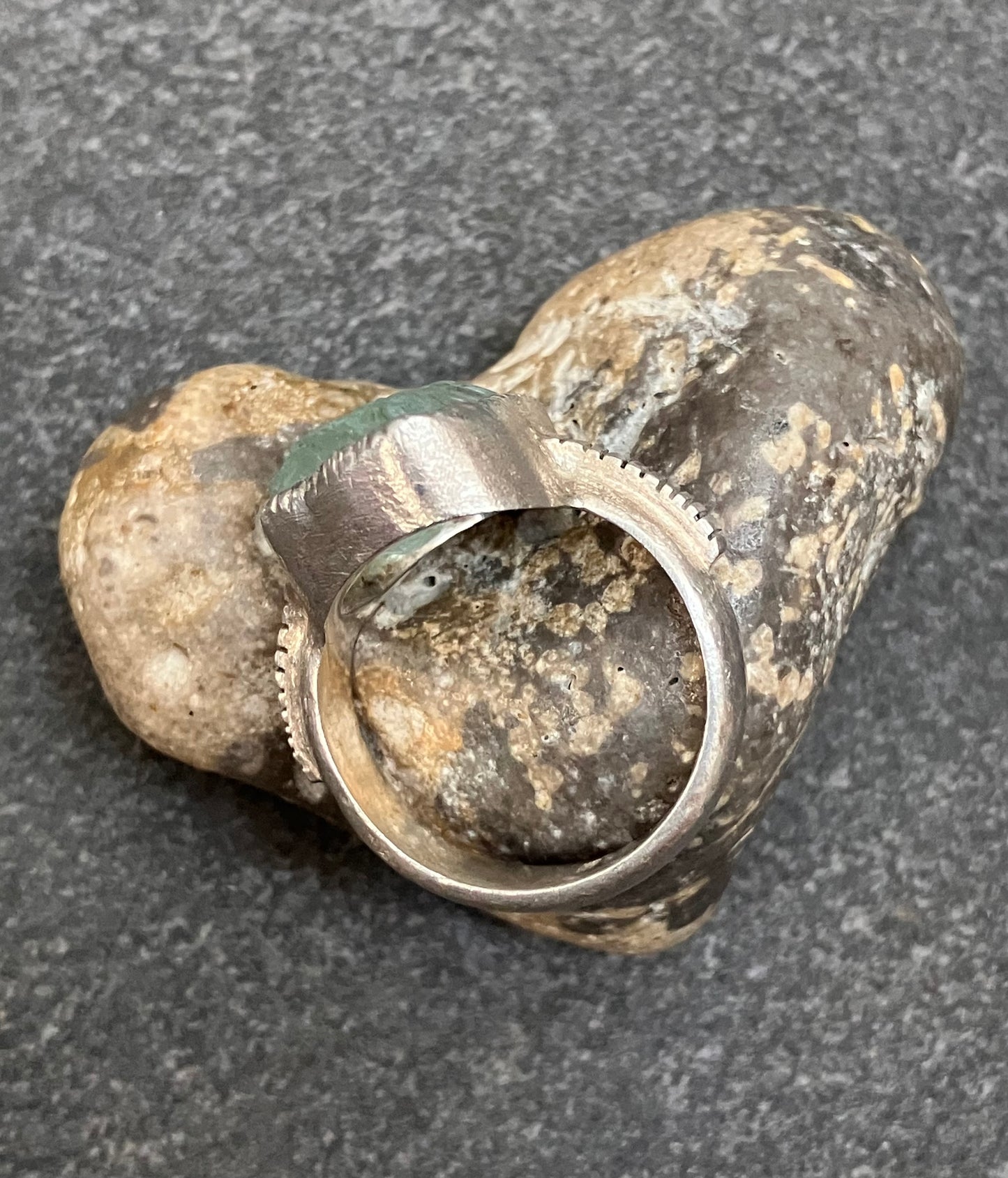 Artisan vintage ‘one off’ raw cut piece of aquamarine crystal ring.