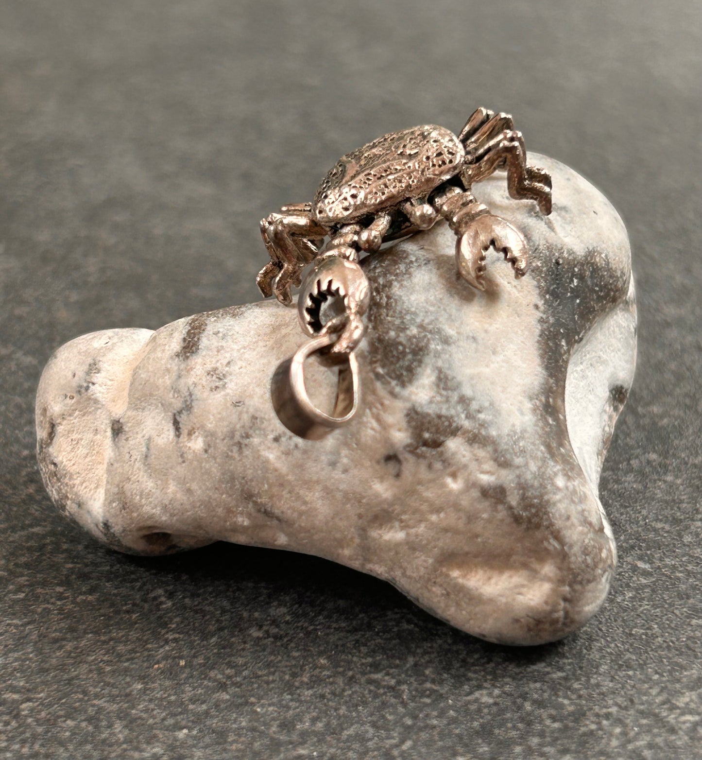 Vintage Articulated sterling silver Crab Pendant.