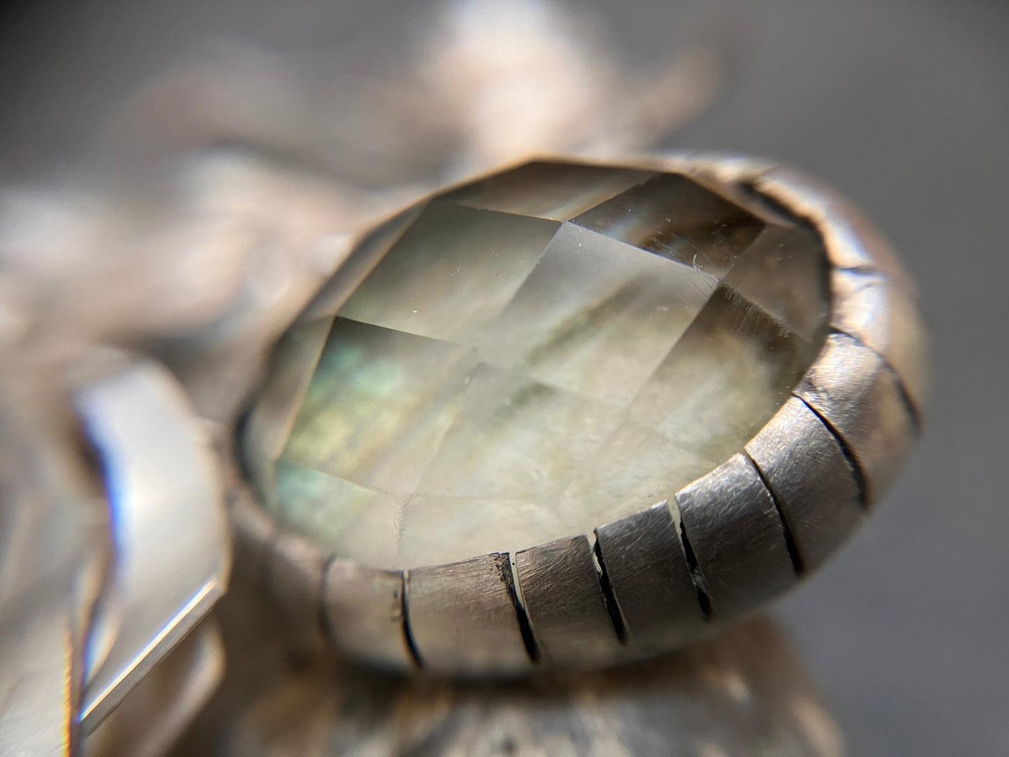 One off vintage ‘artisan made’ sterling silver and labradorite necklace