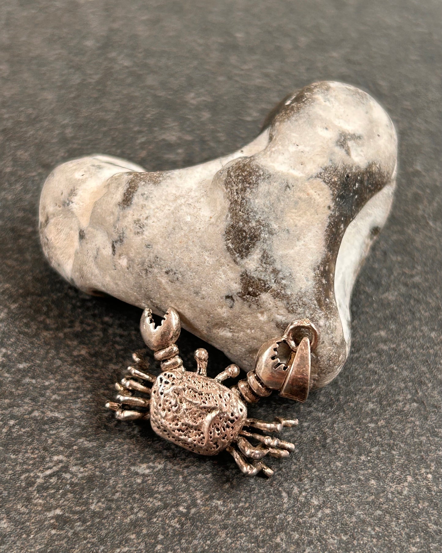 Vintage Articulated sterling silver Crab Pendant.