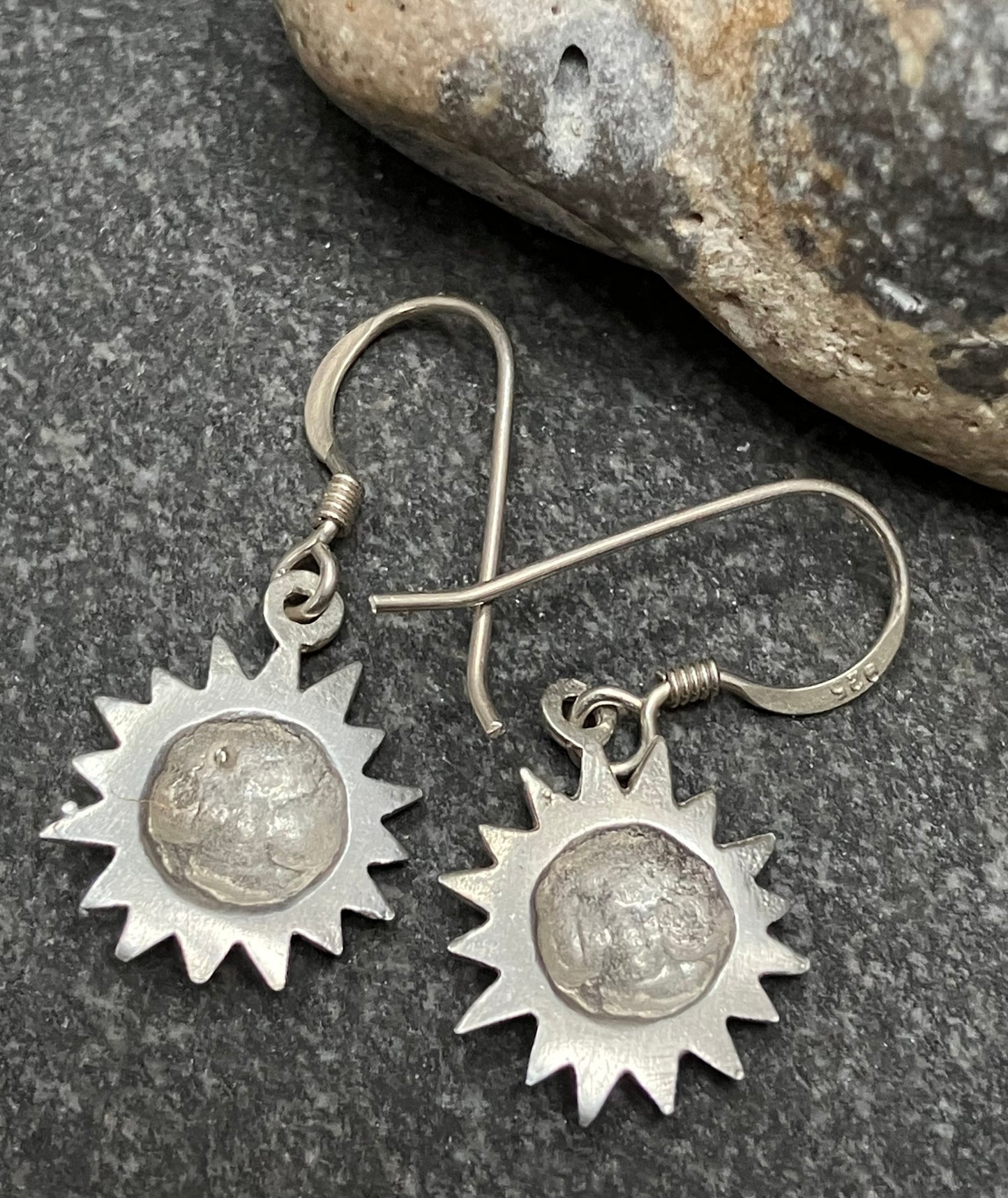 Vintage sterling silver sun earrings.