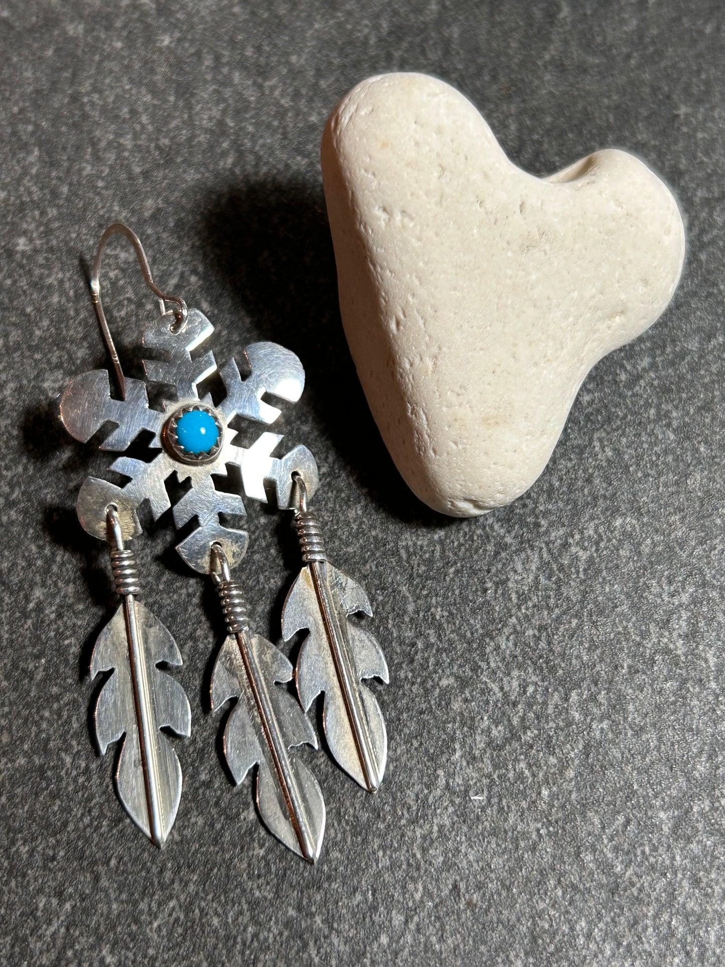 Special Customer Order         Karen Jennings                                Vintage Native American Snowflake and feather earrings.