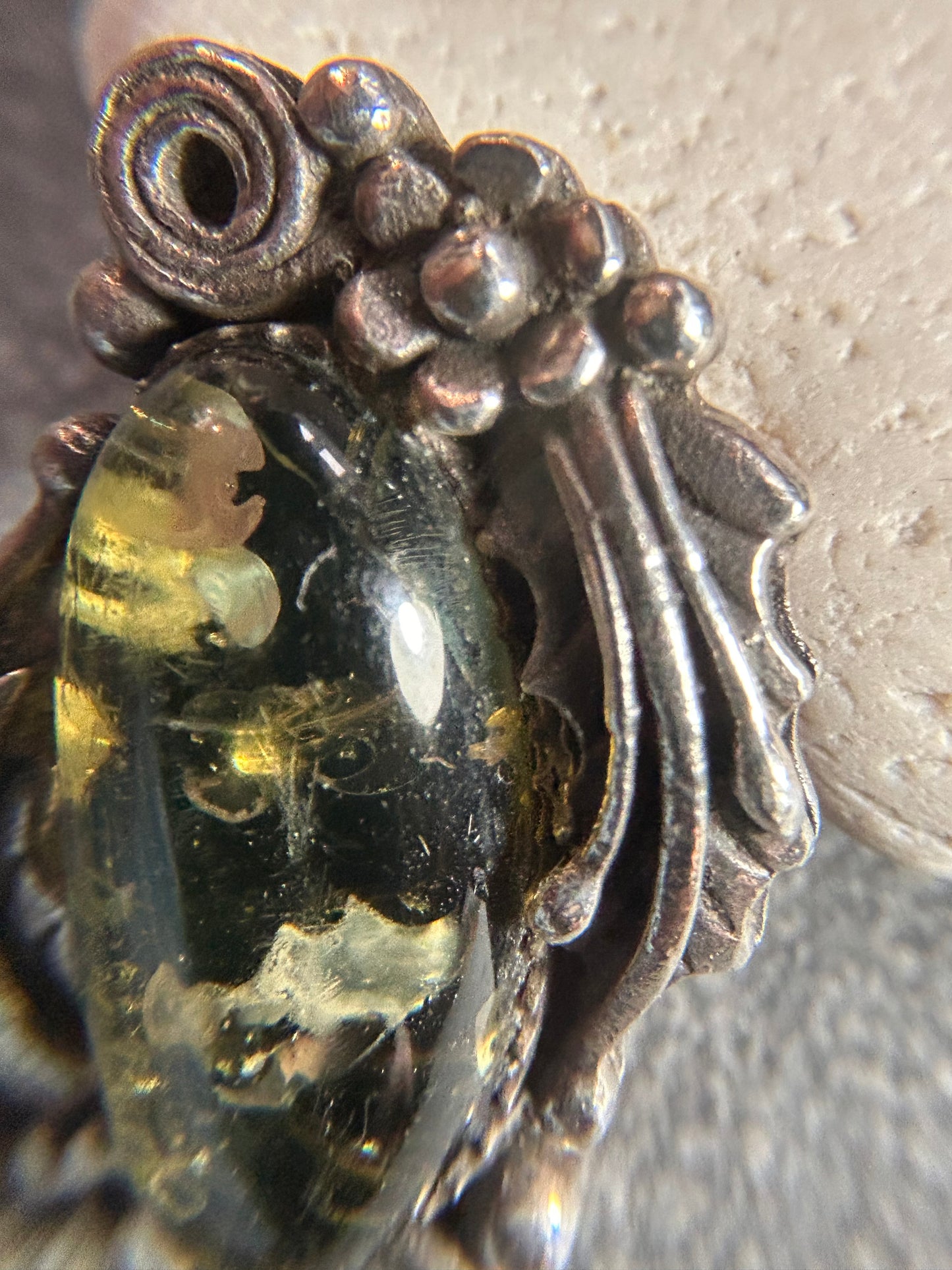 Vintage Native American green amber ring