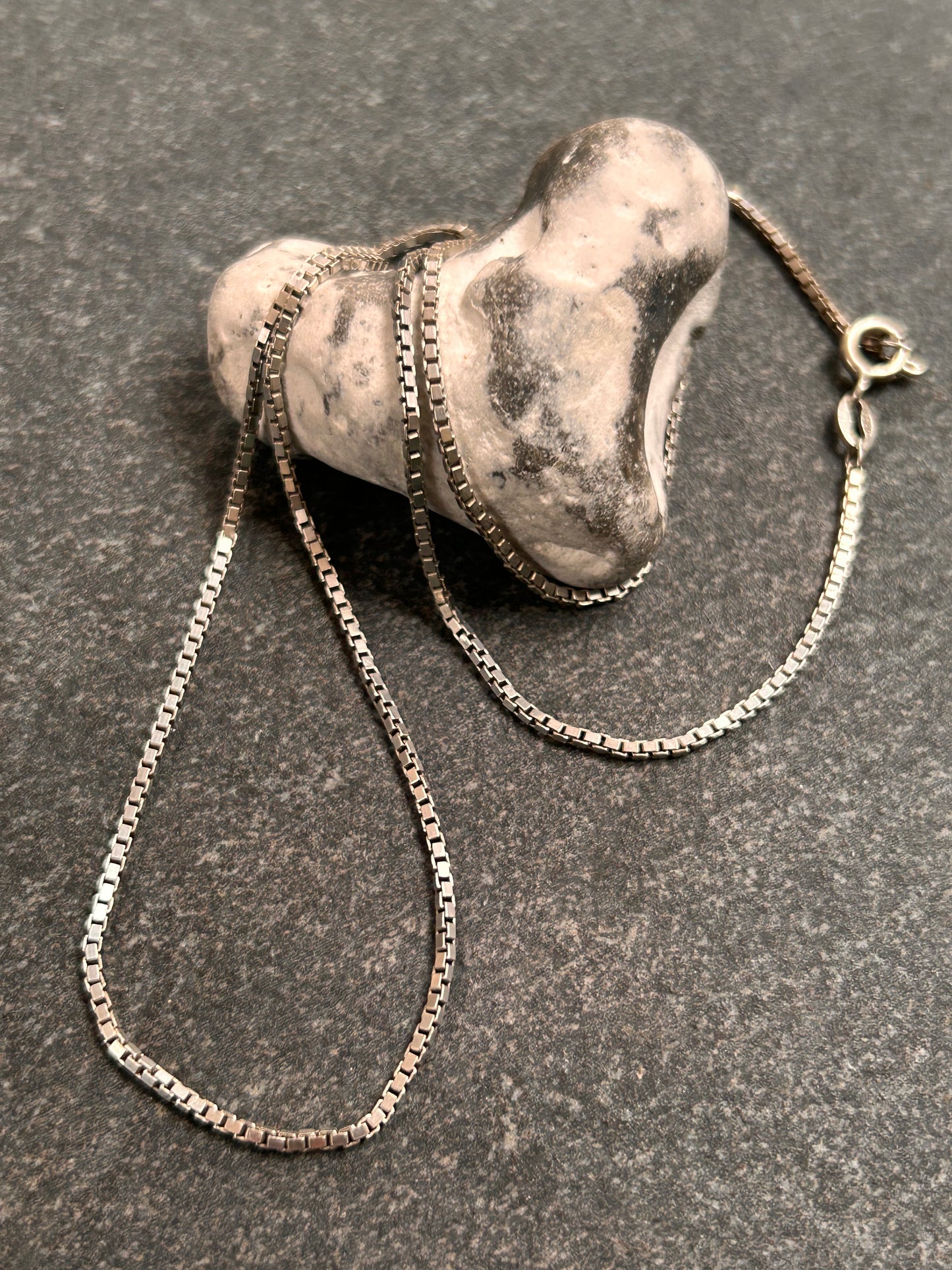 Lovely Vintage Sterling Silver Box Link Chain – 18.25" – 4.5g