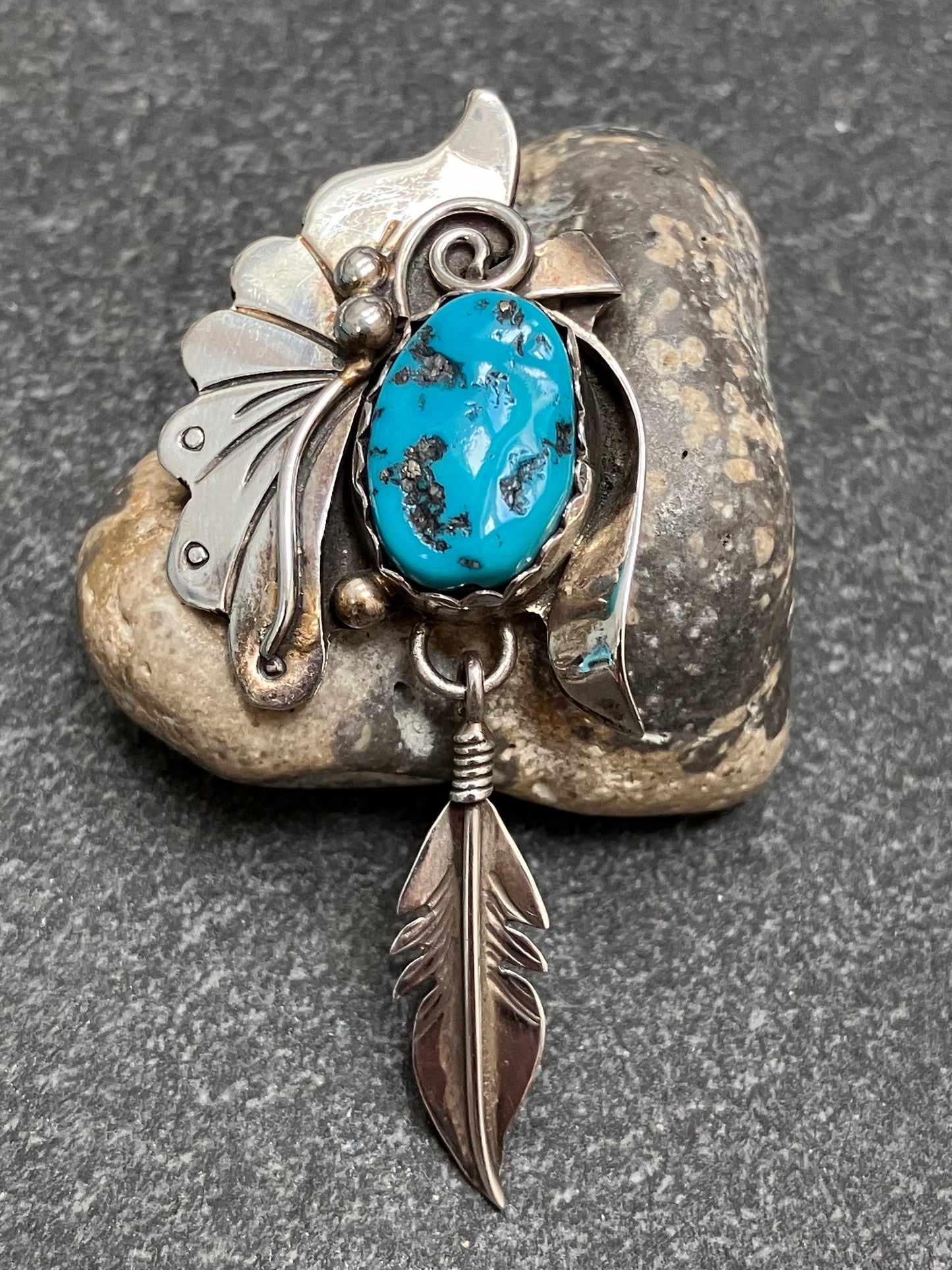 Spectacular vintage Native American sterling and turquoise earrings