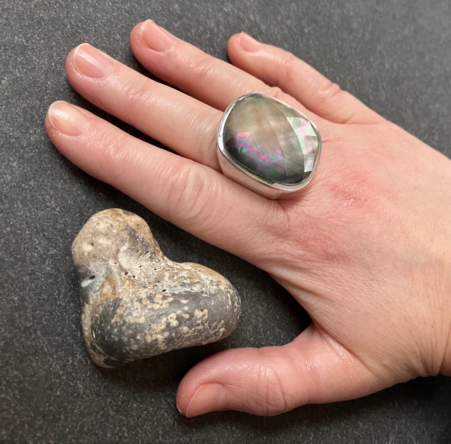 Impressive labradorite sterling silver ring.