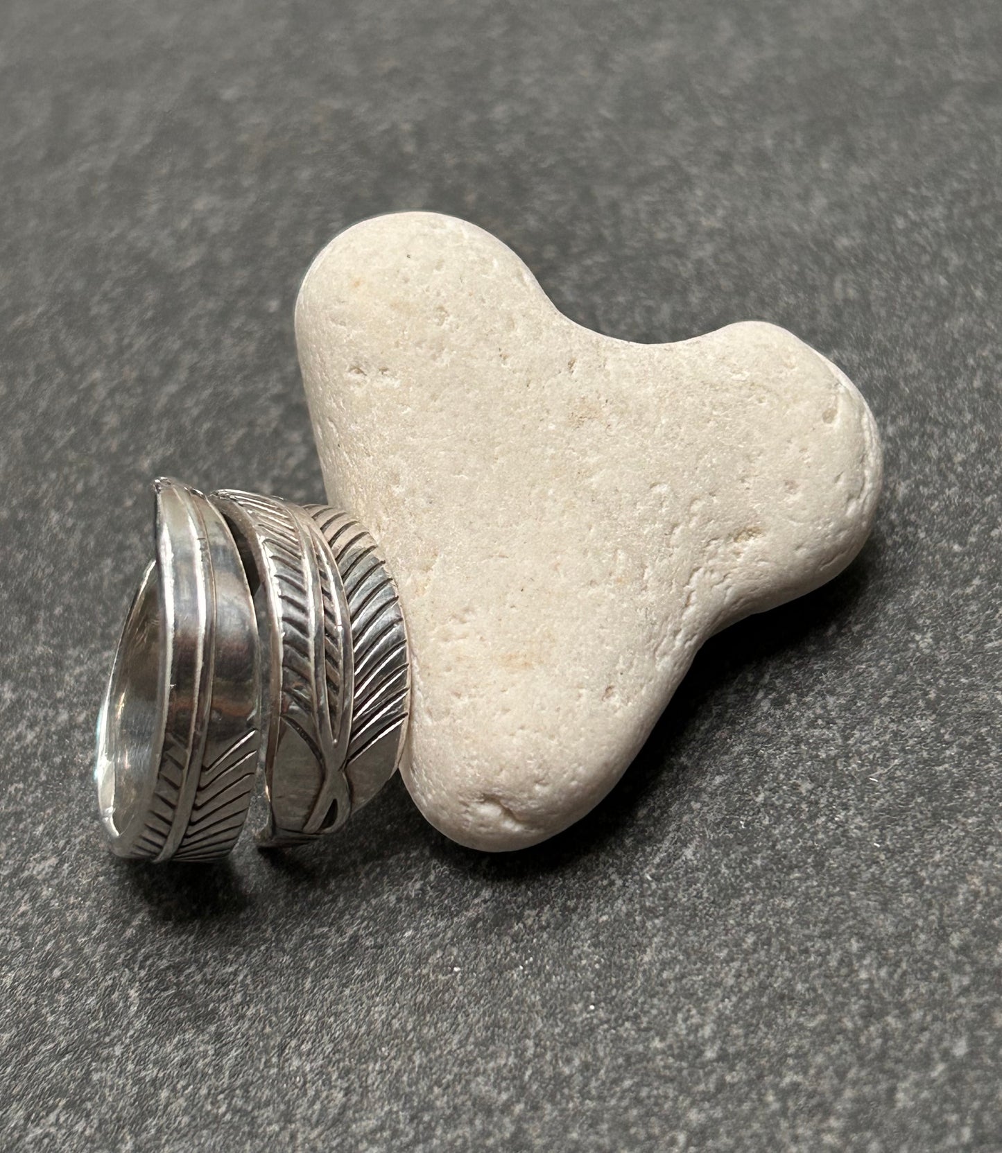 Vintage sterling silver wrap feather ring