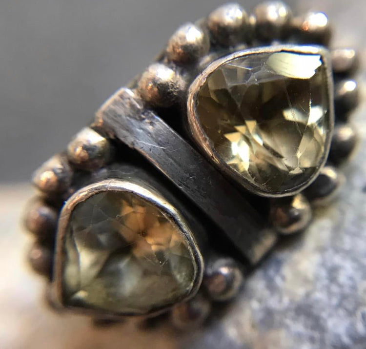 Delicate vintage sterling silver and citrine ring.