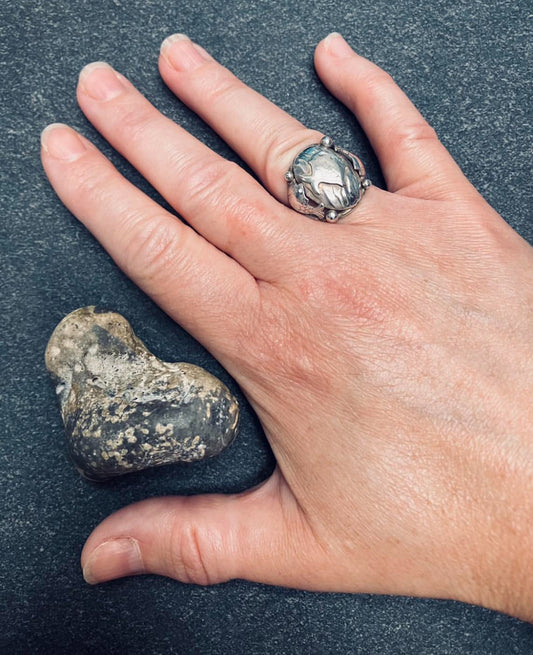 Vintage Laurits Jensen fish ring (Copenhagen, Denmark).