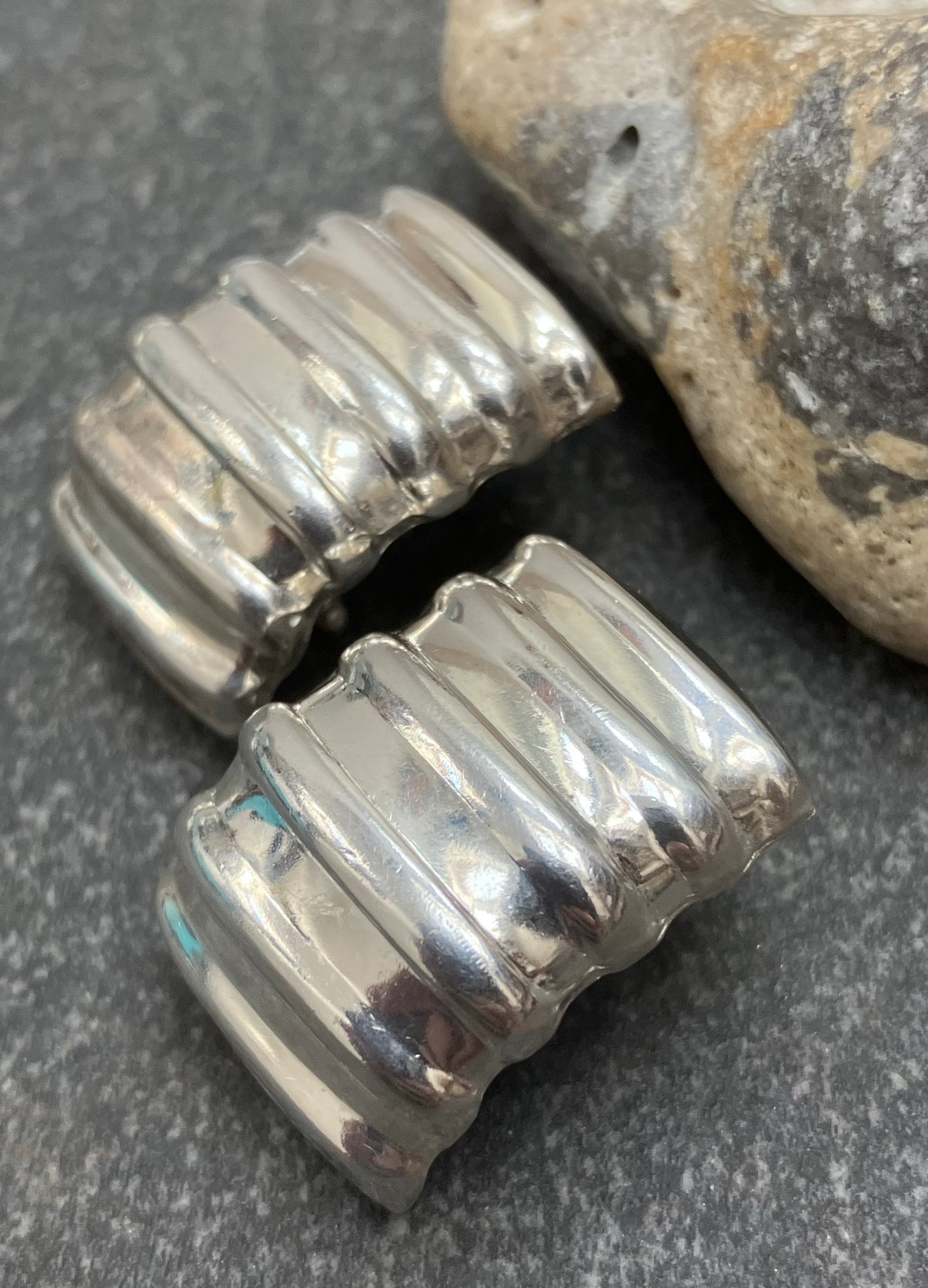 Vintage sterling silver textured earrings