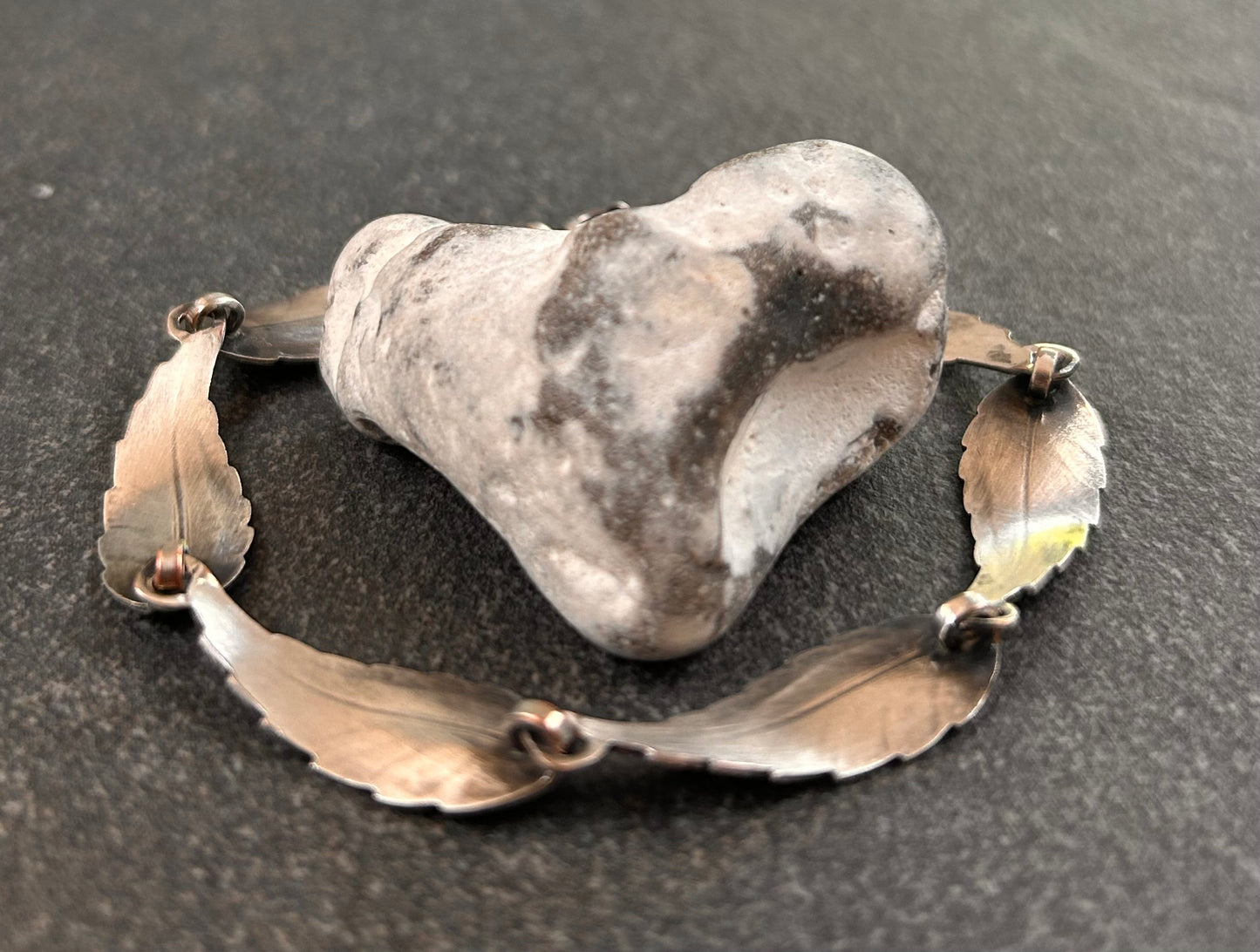 Vintage sterling silver feather — or perhaps leaf — bracelet, depending on your interpretation!