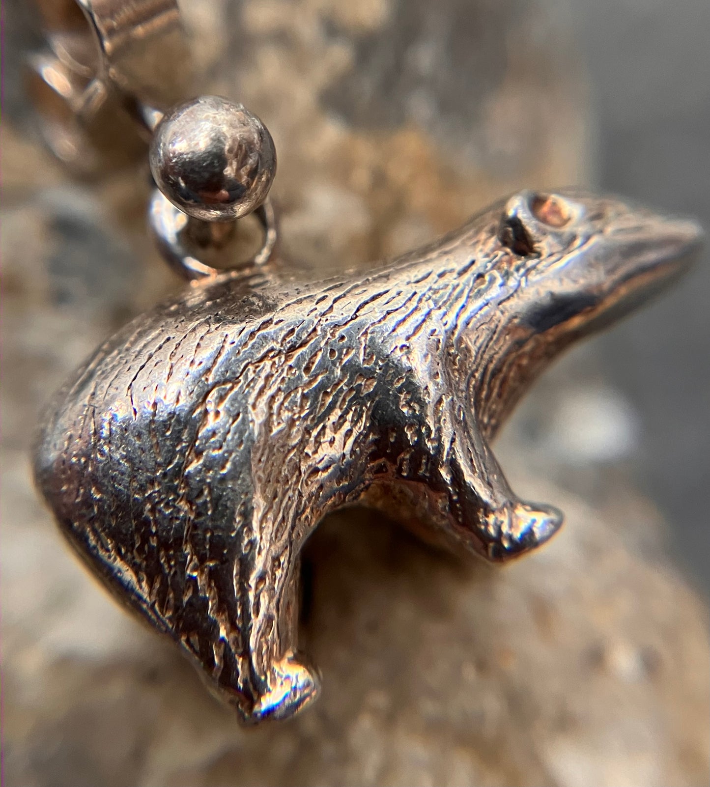 Totally adorable vintage sterling silver 3D badger earrings.