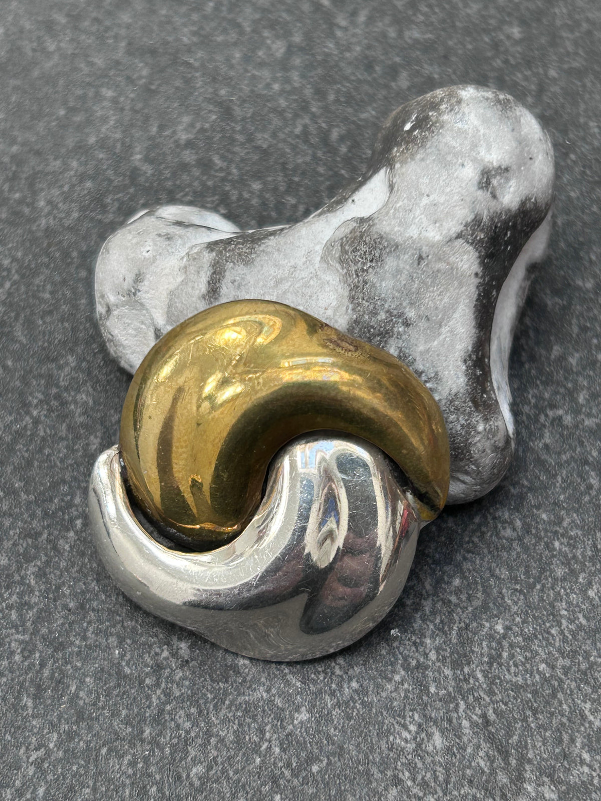 Vintage Mexican Sterling Silver & Brass Clip-On Earrings