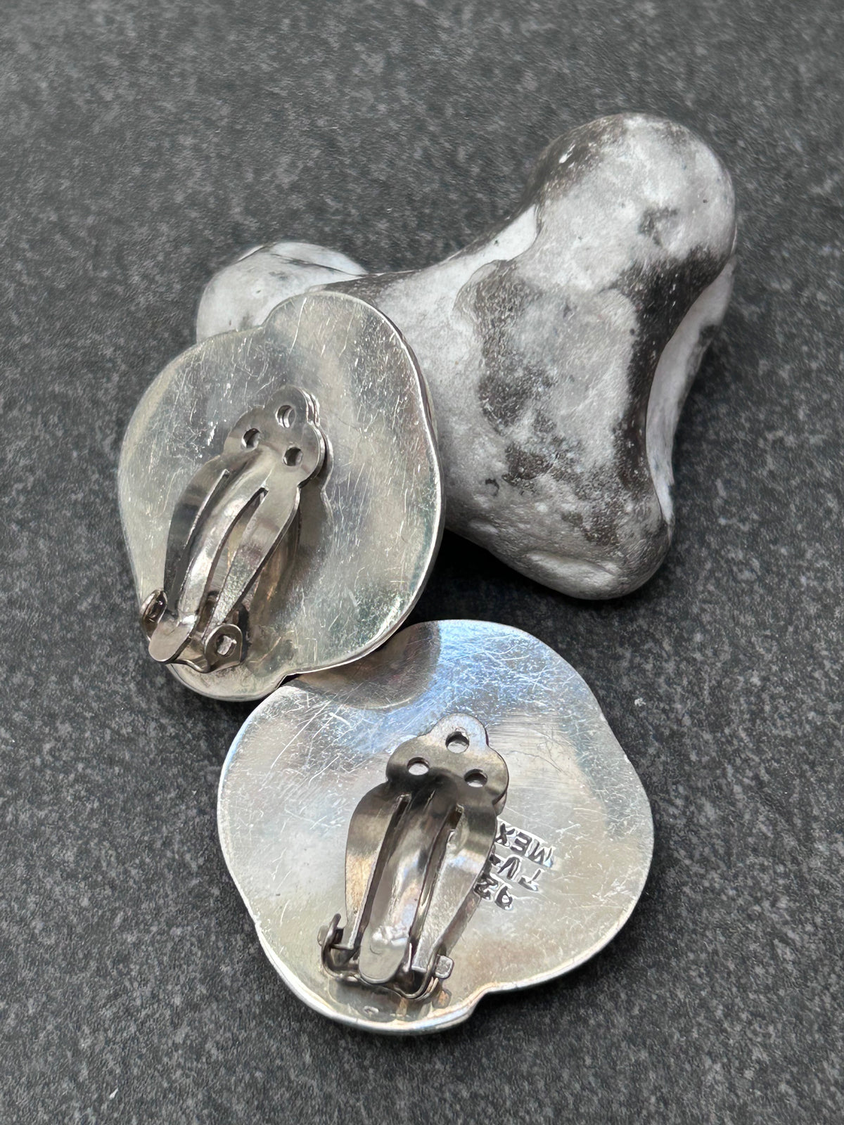 Vintage Mexican Sterling Silver & Brass Clip-On Earrings