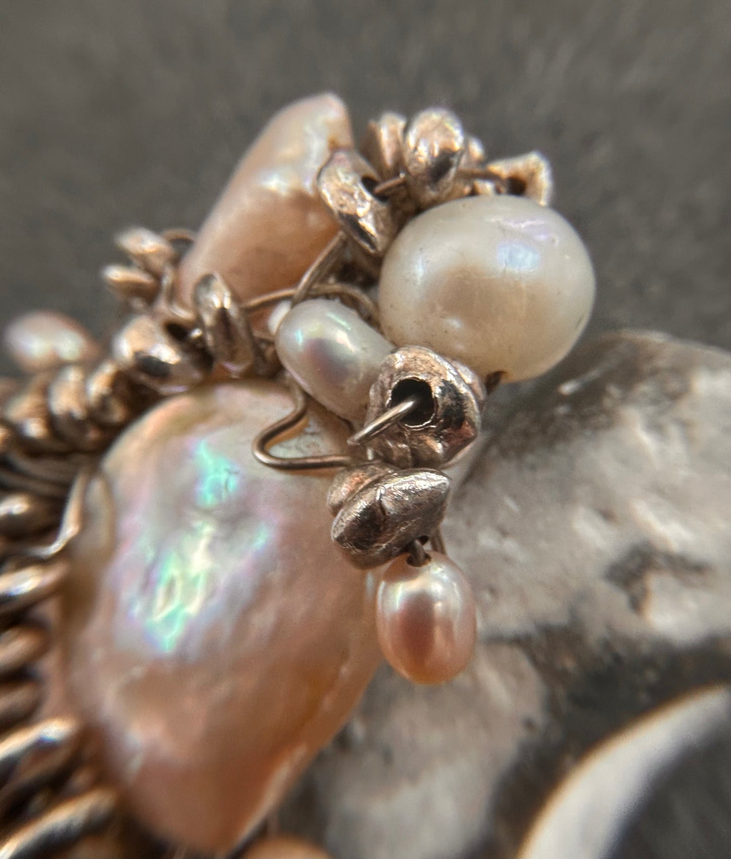 Unique Handmade Rose Quartz, Pearl and Sterling Silver Pendant