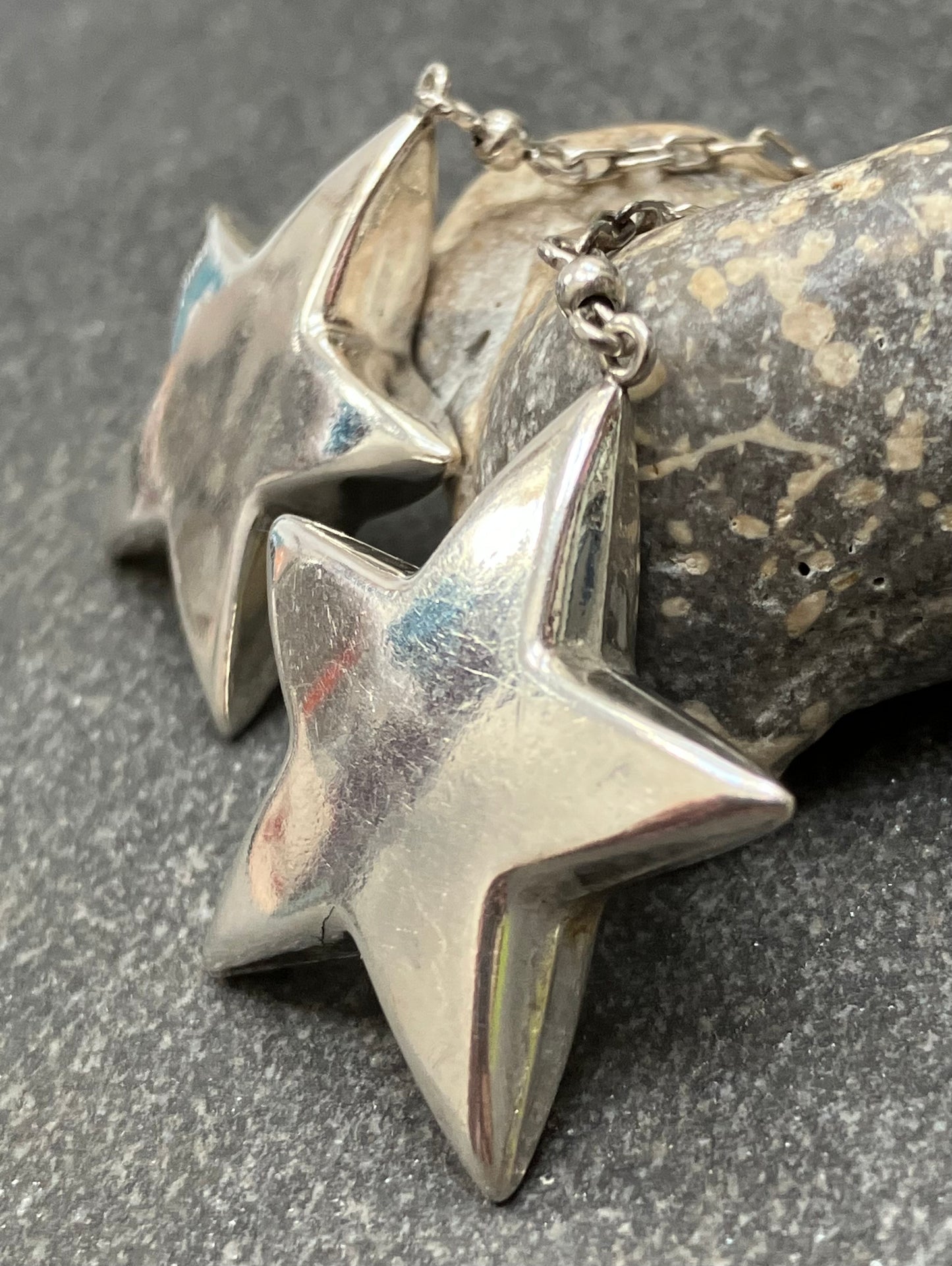 Absolutely fabulous statement vintage sterling silver star earrings.