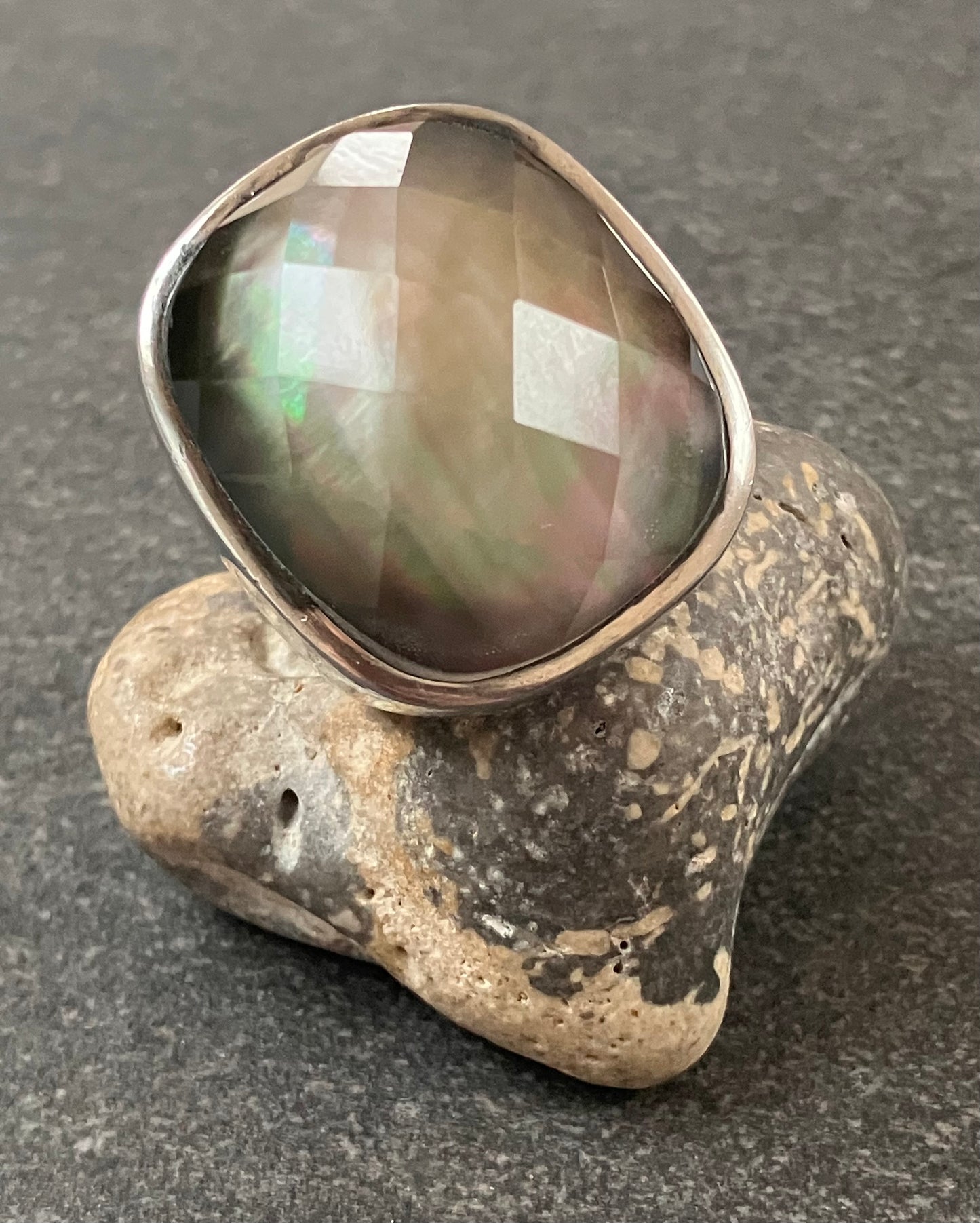 Impressive labradorite sterling silver ring.