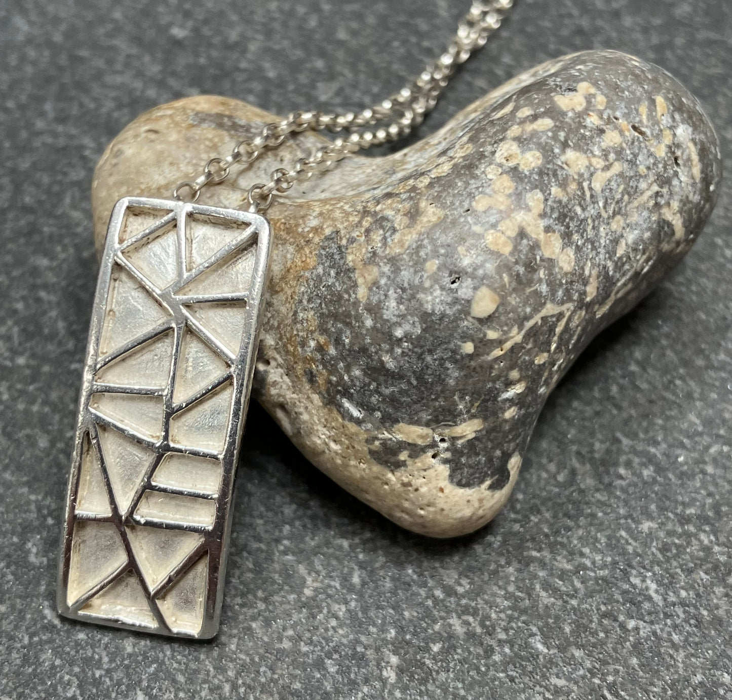 Vintage sterling silver geometric pendant and chain