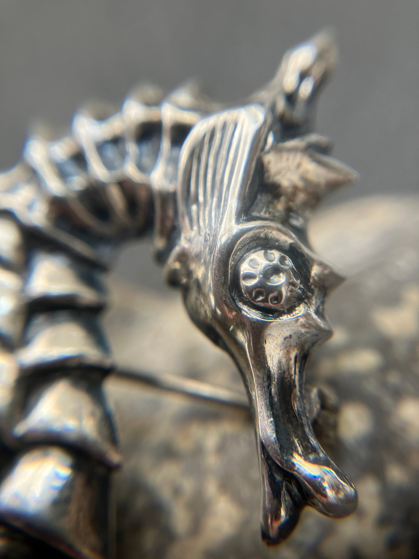 Vintage sterling silver seahorse brooch.