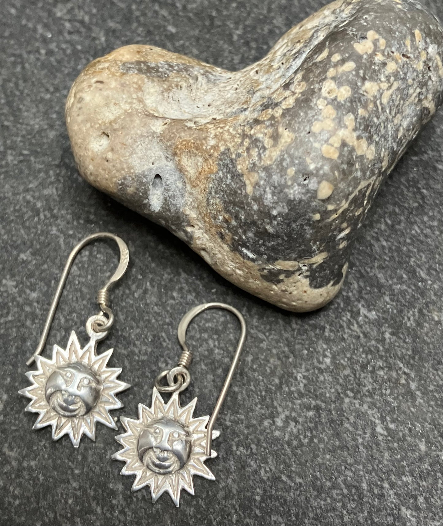 Vintage sterling silver sun earrings.