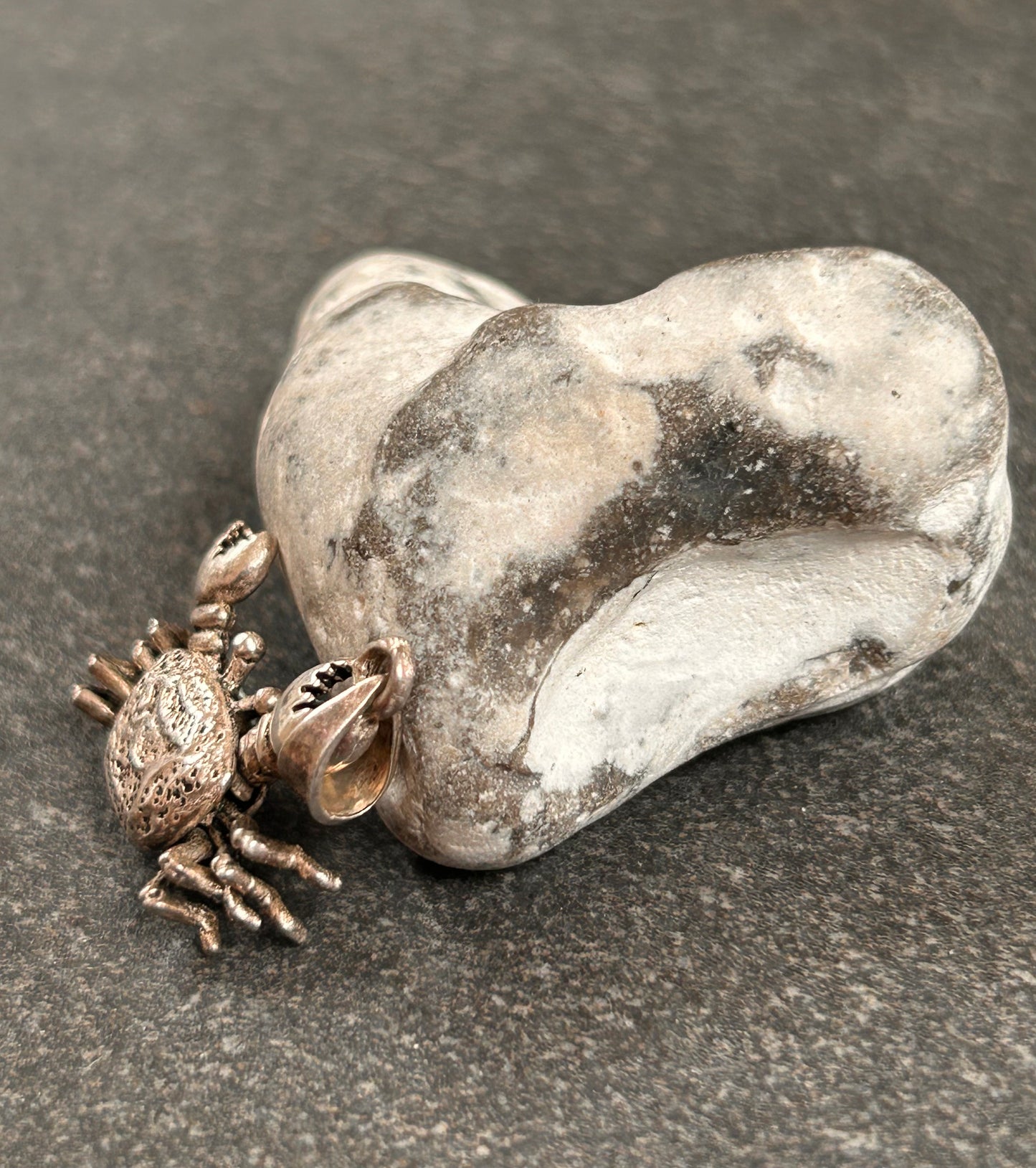 Vintage Articulated sterling silver Crab Pendant.