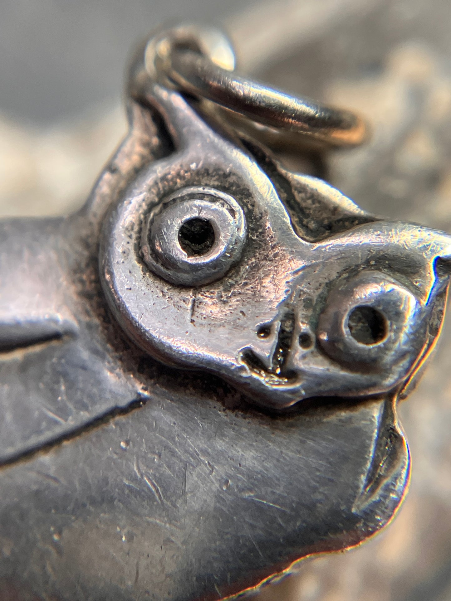 Artisan studio sterling silver owl pendant.