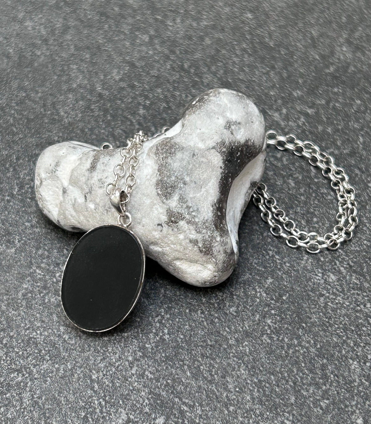 Vintage Sterling Silver, Black Onyx & Opal Butterfly Necklace